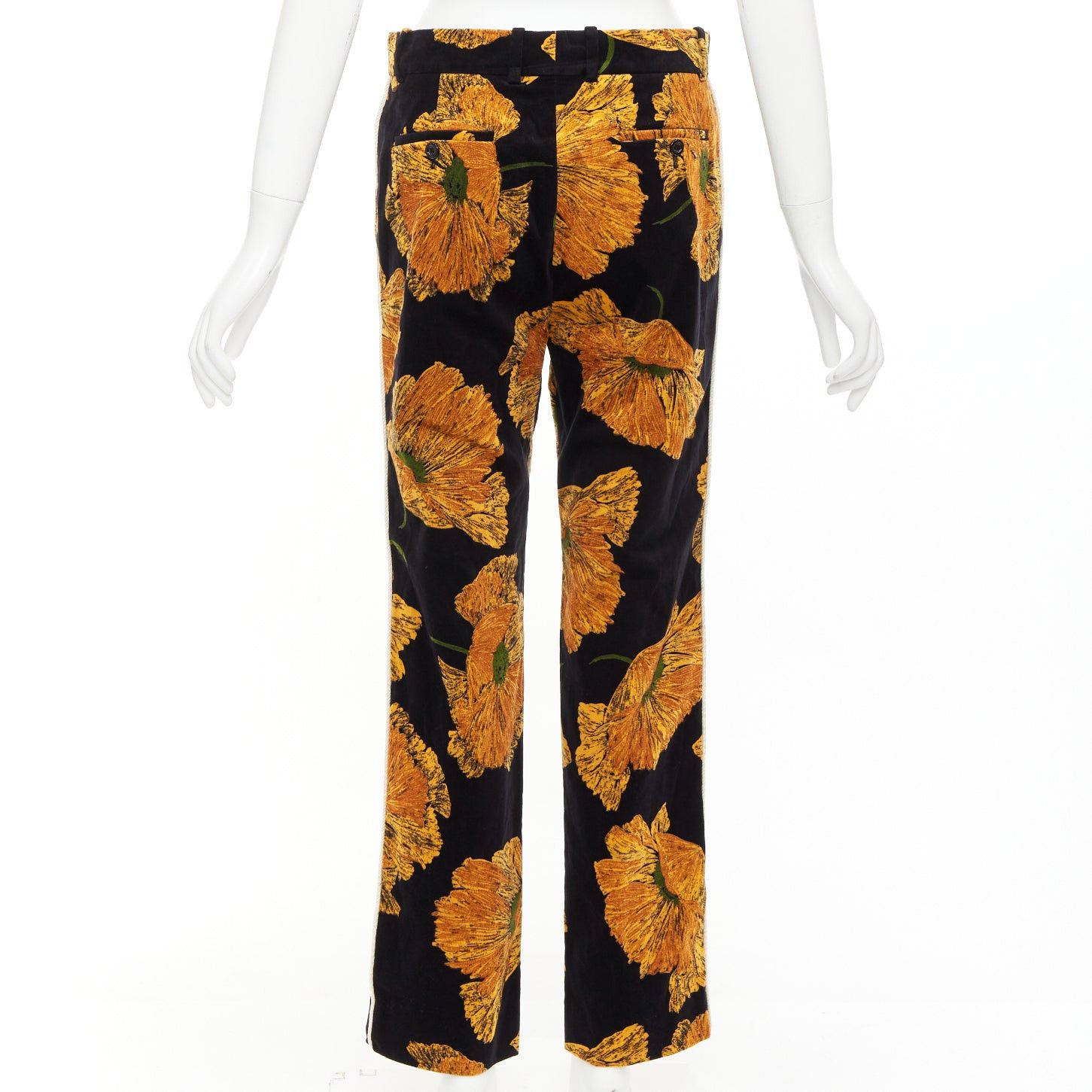 Gucci GUCCI 2017 Alessandro Michele gold floral velvet straight pants IT38 XS Size 26" / US 2 / IT 38 - 5 Thumbnail