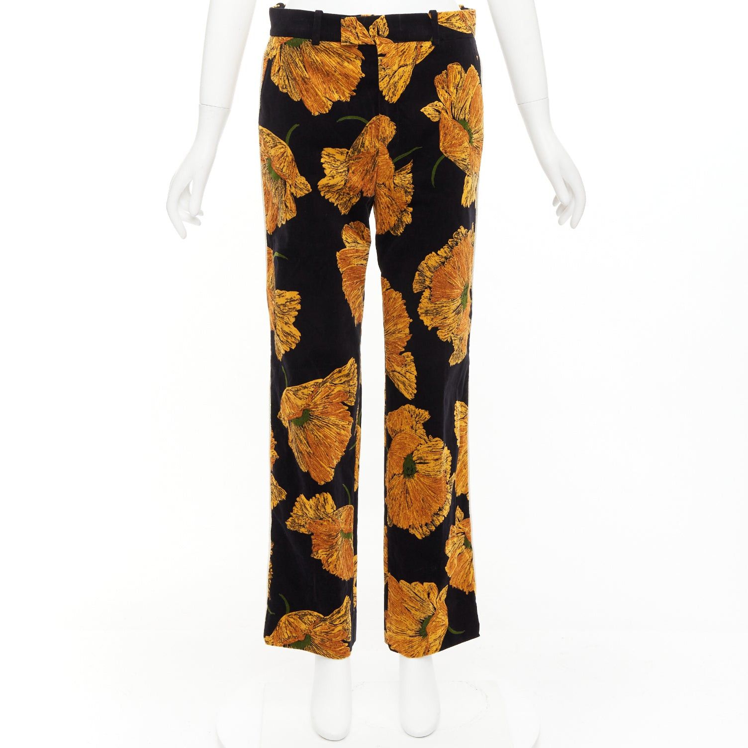 Gucci GUCCI 2017 Alessandro Michele gold floral velvet straight pants IT38 XS Size 26" / US 2 / IT 38 - 9 Thumbnail