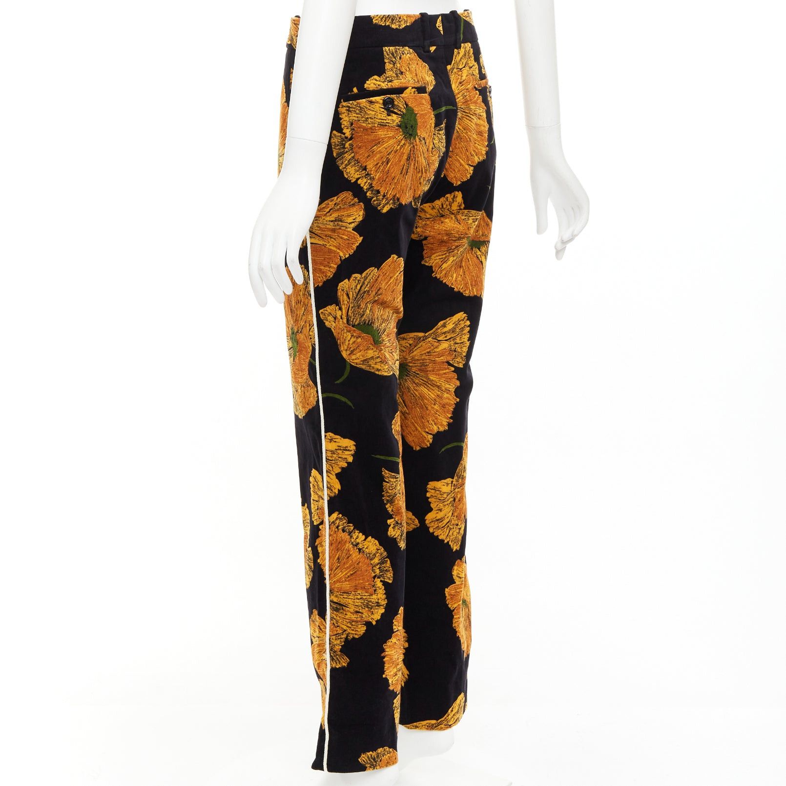Gucci GUCCI 2017 Alessandro Michele gold floral velvet straight pants IT38 XS Size 26" / US 2 / IT 38 - 6 Thumbnail