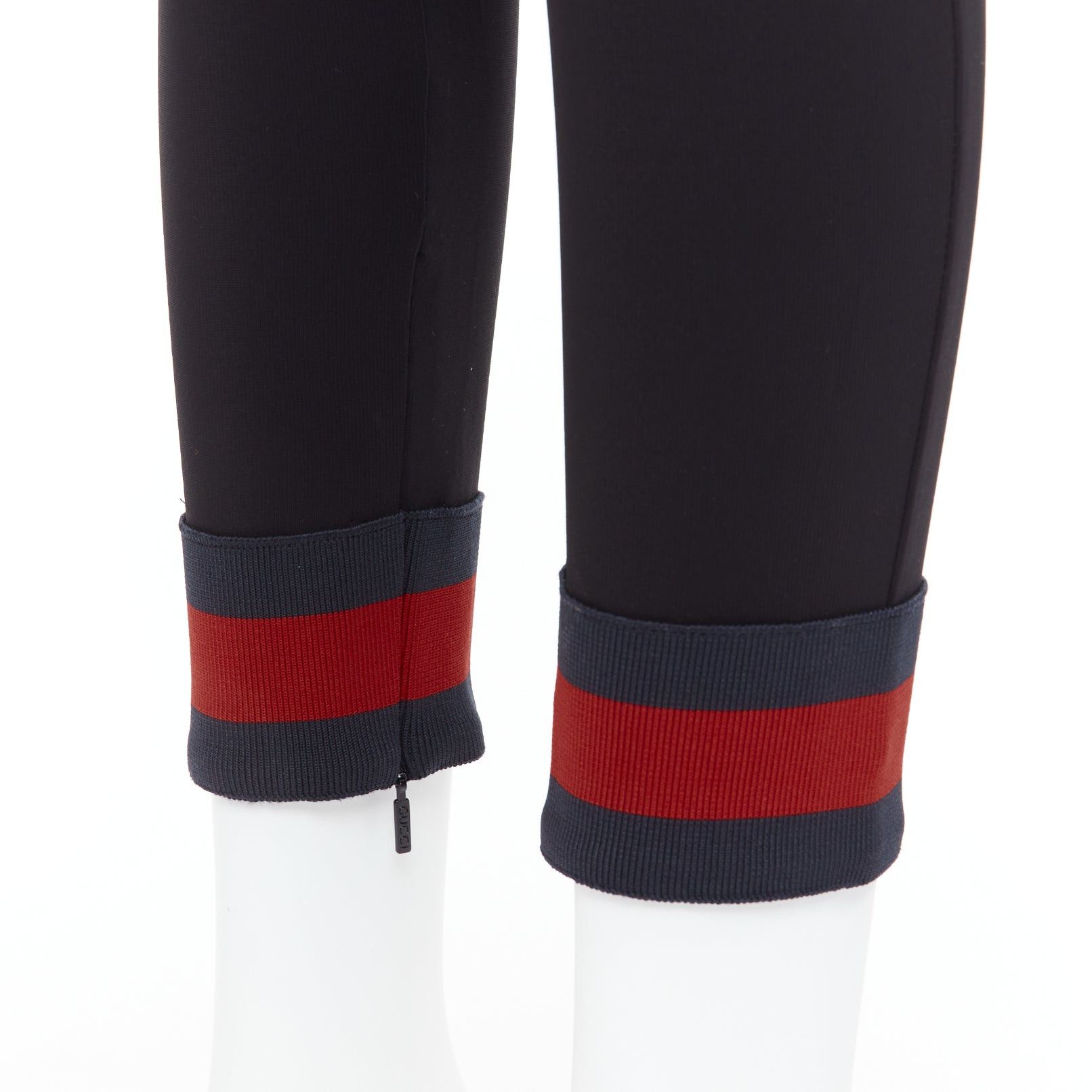 Gucci GUCCI black viscose blend red web cuff tapered pants S Size 27" / US 4 / IT 40 - 2 Thumbnail
