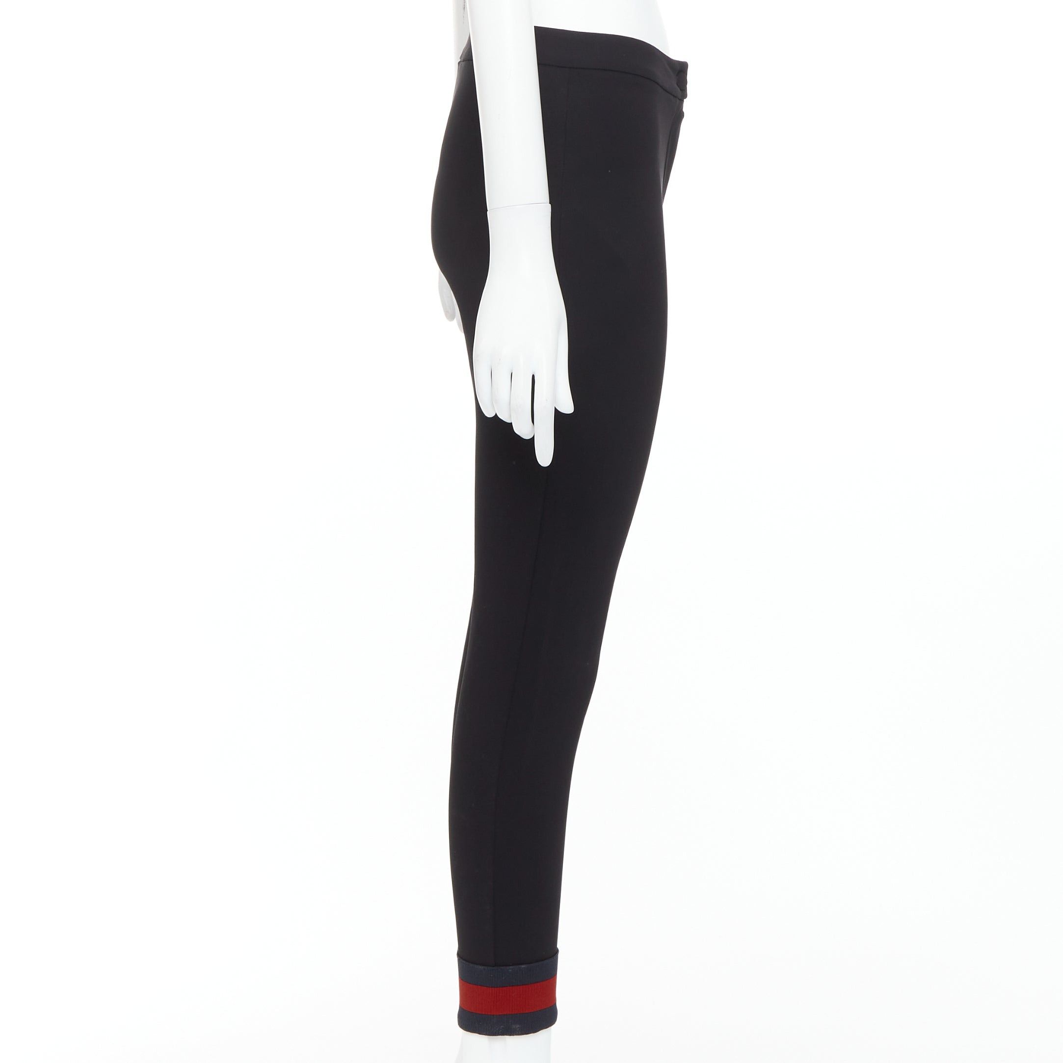 Gucci GUCCI black viscose blend red web cuff tapered pants S Size 27" / US 4 / IT 40 - 4 Thumbnail