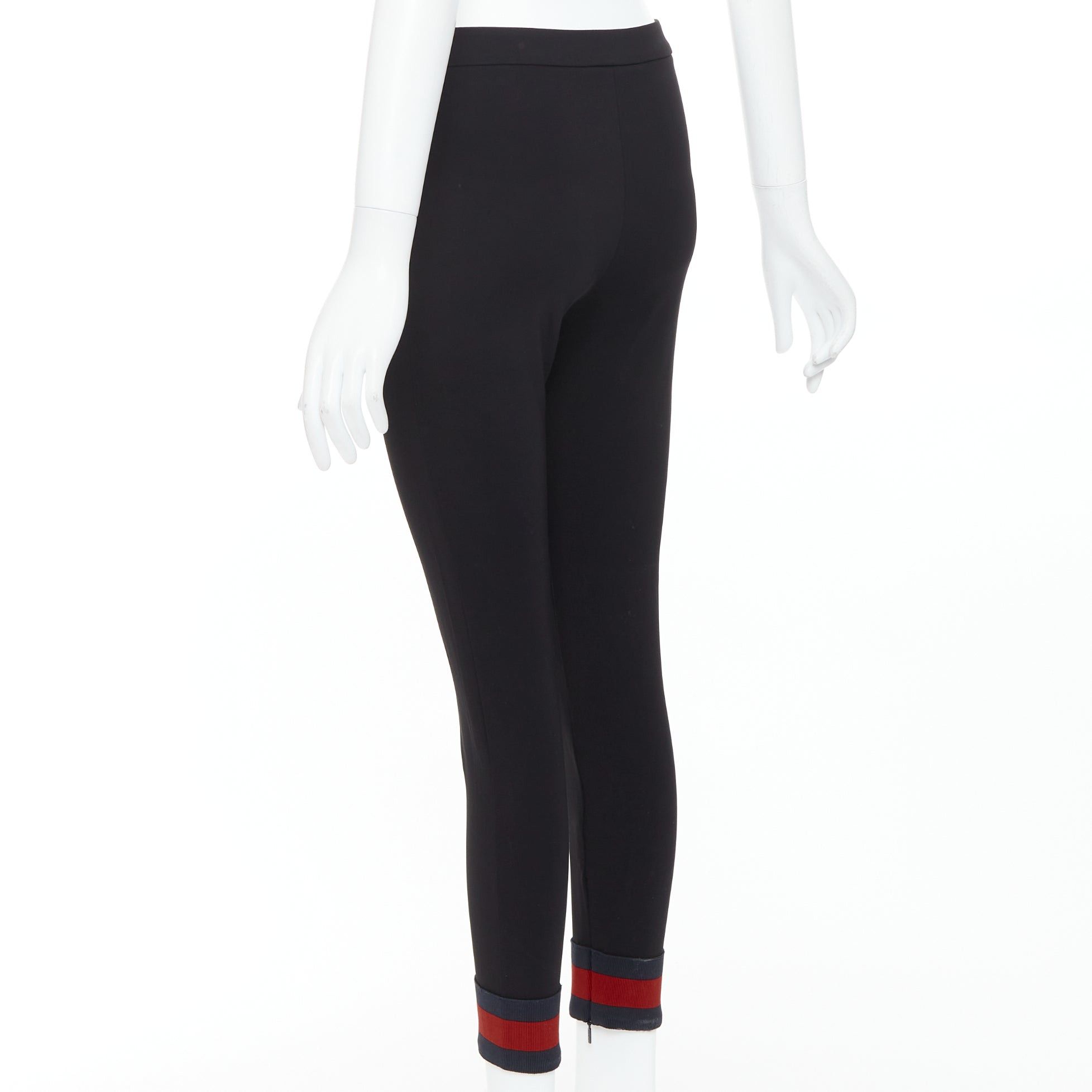 Gucci GUCCI black viscose blend red web cuff tapered pants S Size 27" / US 4 / IT 40 - 6 Thumbnail