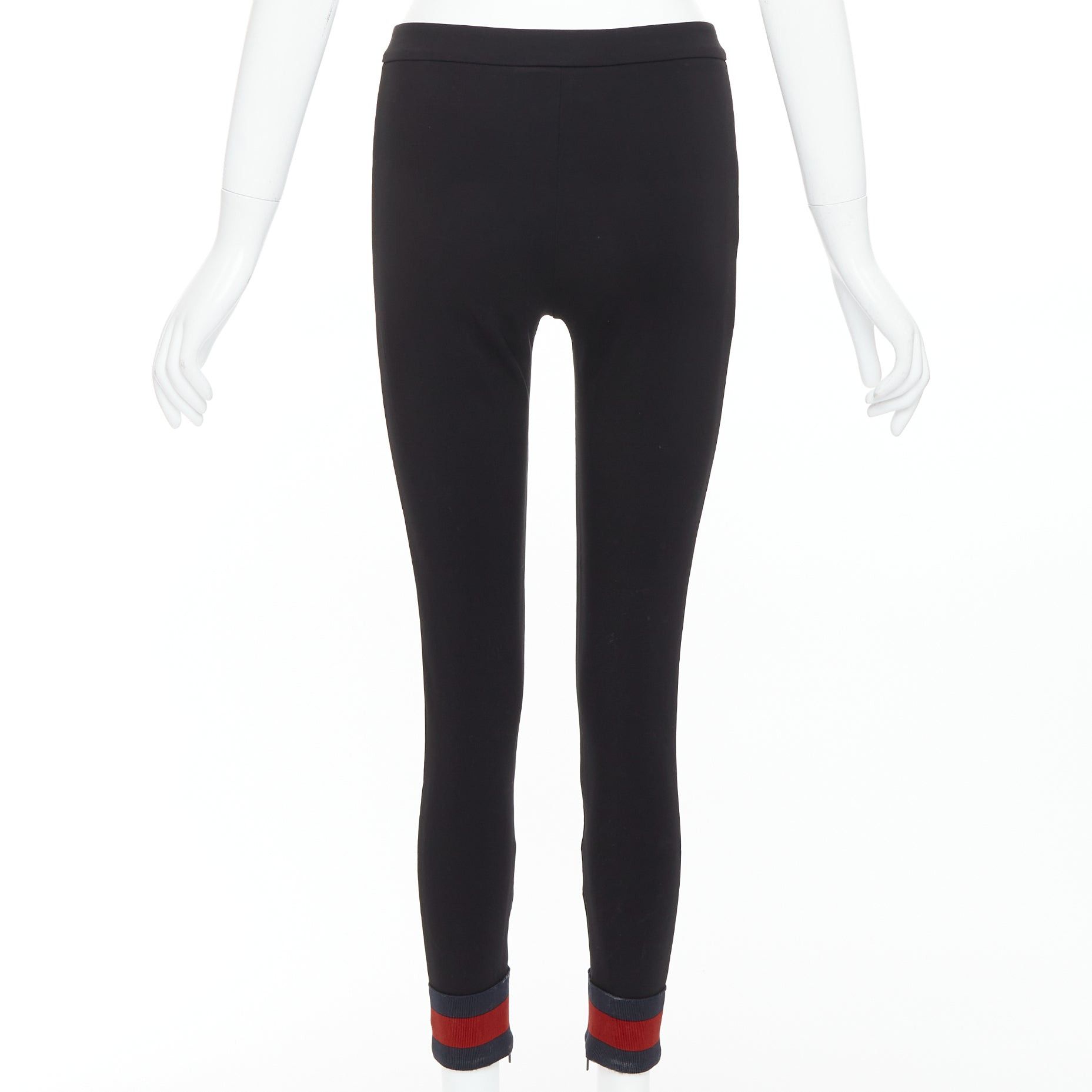 Gucci GUCCI black viscose blend red web cuff tapered pants S Size 27" / US 4 / IT 40 - 5 Thumbnail