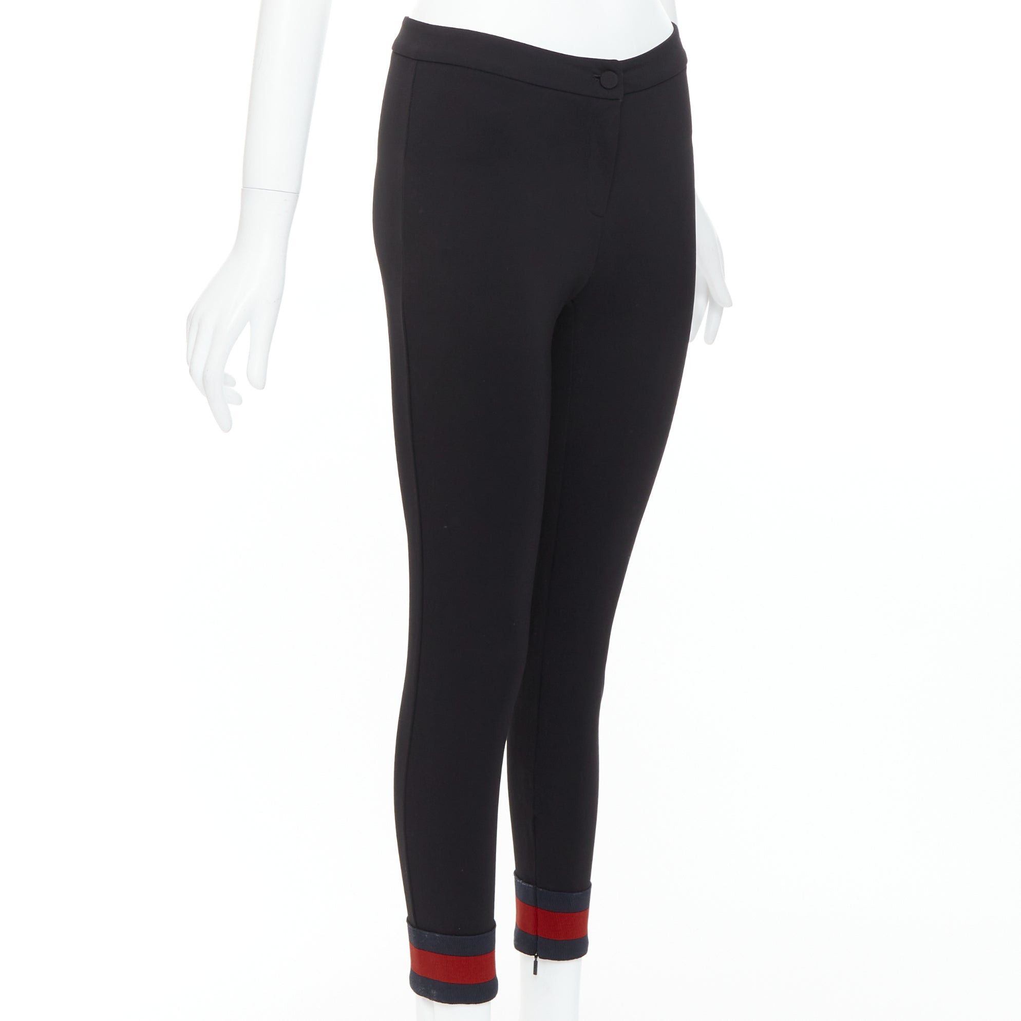 Gucci GUCCI black viscose blend red web cuff tapered pants S Size 27" / US 4 / IT 40 - 3 Thumbnail