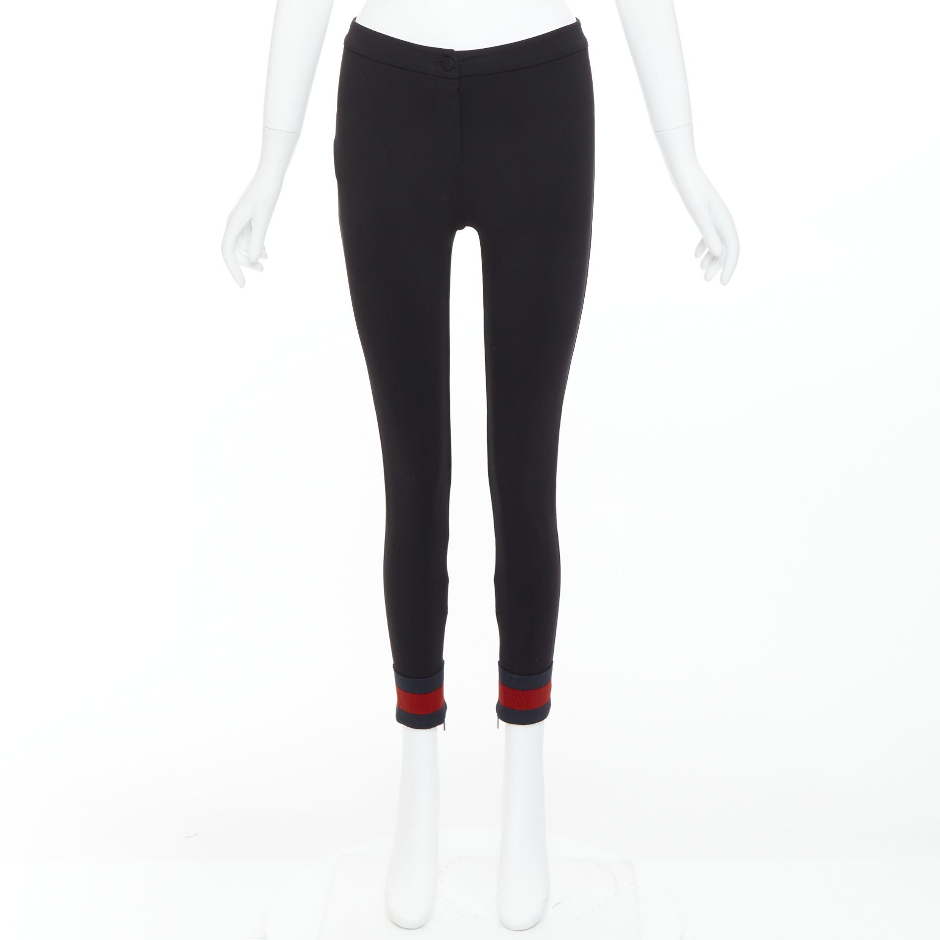 Gucci GUCCI black viscose blend red web cuff tapered pants S Size 27" / US 4 / IT 40 - 10 Thumbnail