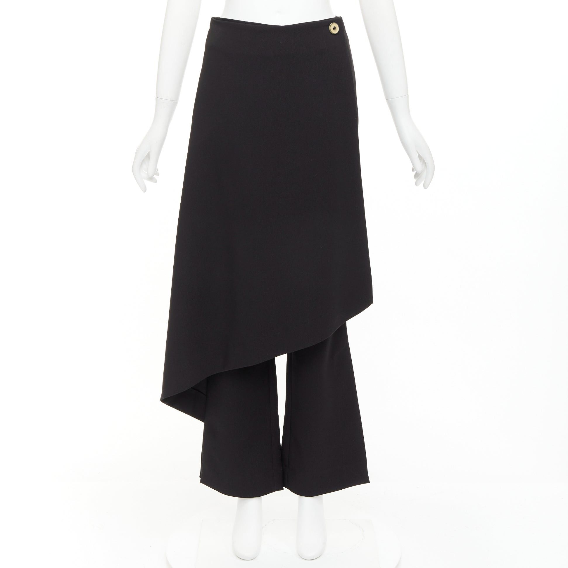 Solace London SOLACE LONDON Sydney black button wrap kilt layered flare pants UK6 XS Size 26" / US 2 / IT 38 - 9 Thumbnail