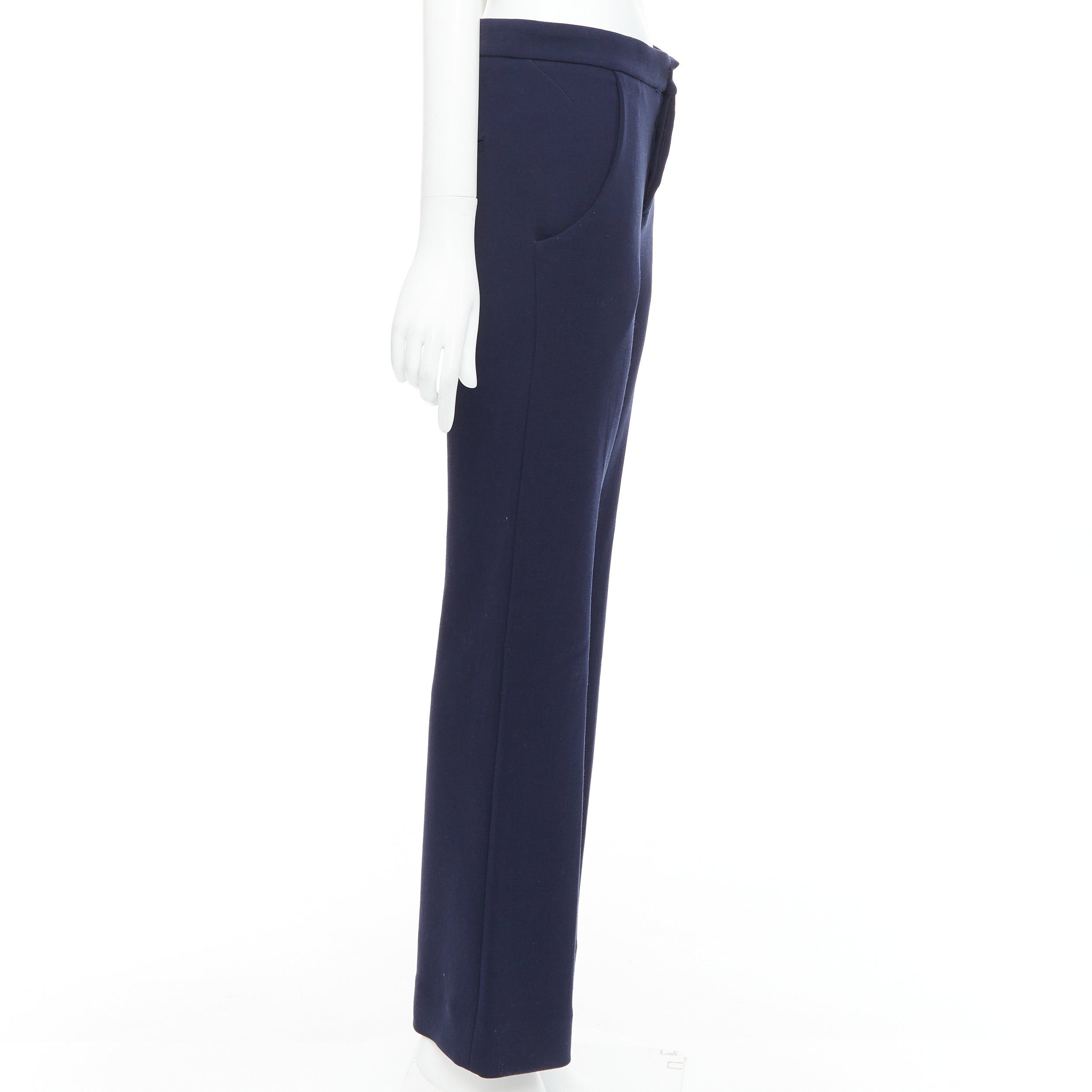 Marni MARNI navy virgin wool blend wide leg mid waist pants IT38 XS Size 26" / US 2 / IT 38 - 4 Thumbnail