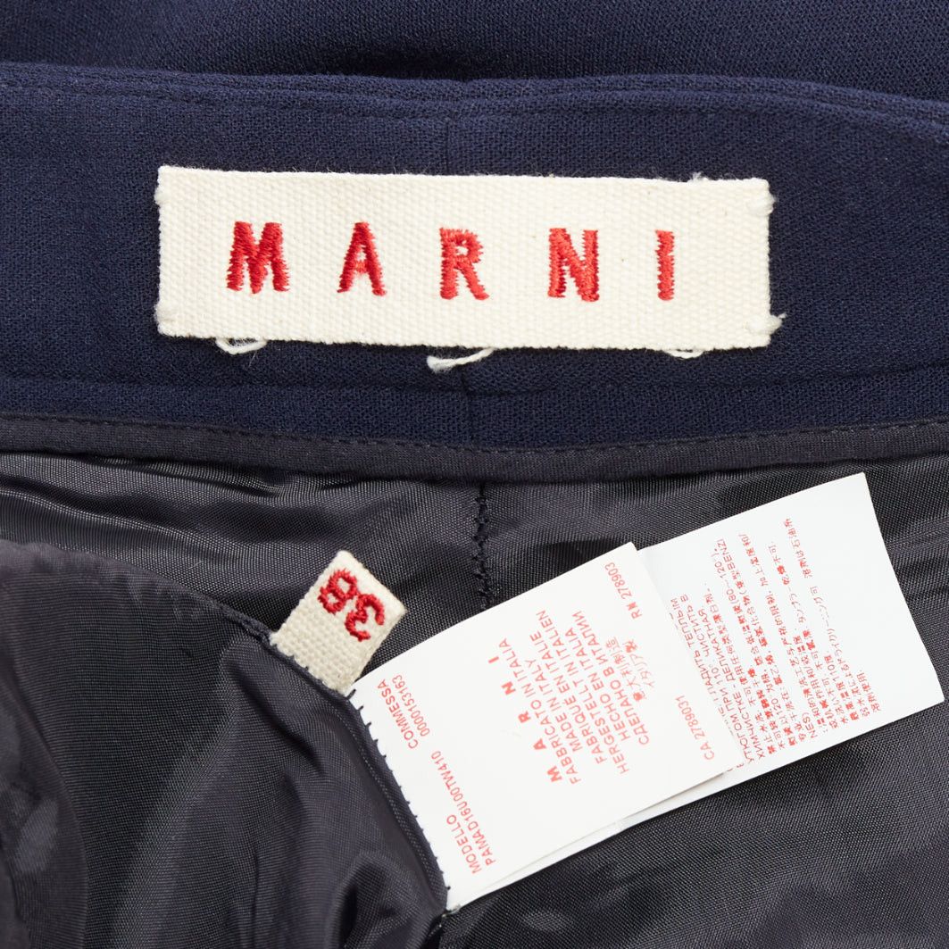 Marni MARNI navy virgin wool blend wide leg mid waist pants IT38 XS Size 26" / US 2 / IT 38 - 8 Thumbnail