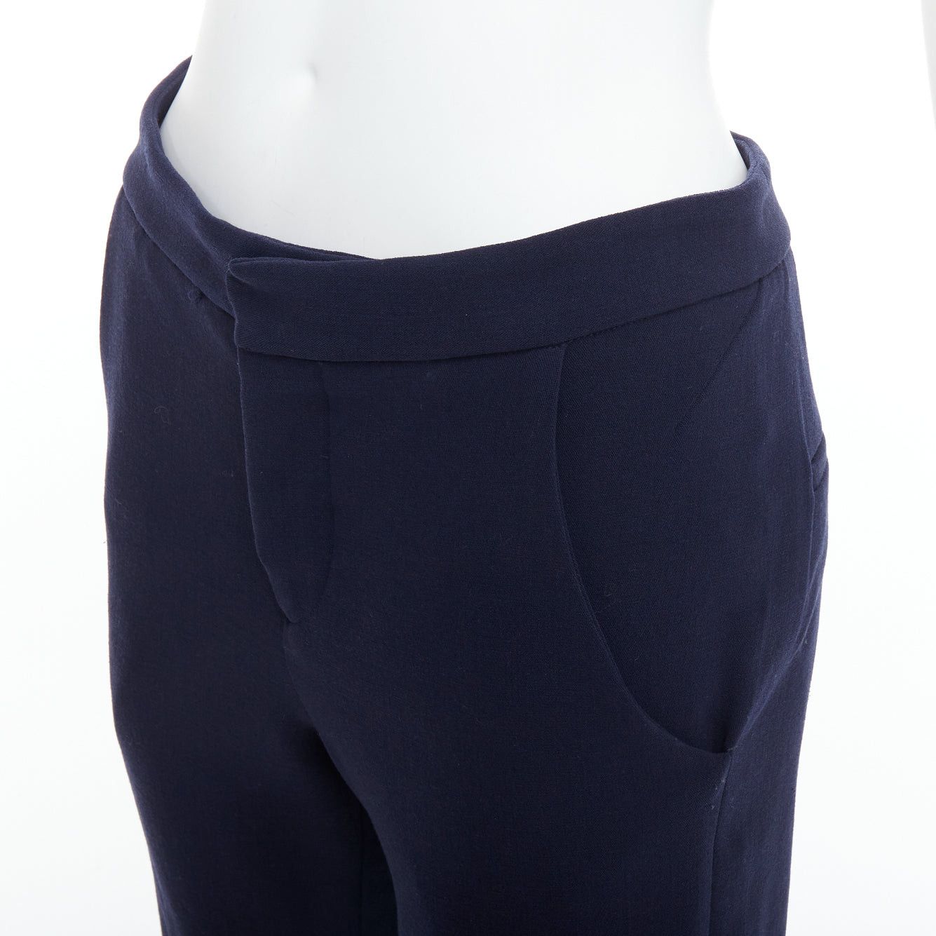 Marni MARNI navy virgin wool blend wide leg mid waist pants IT38 XS Size 26" / US 2 / IT 38 - 7 Thumbnail