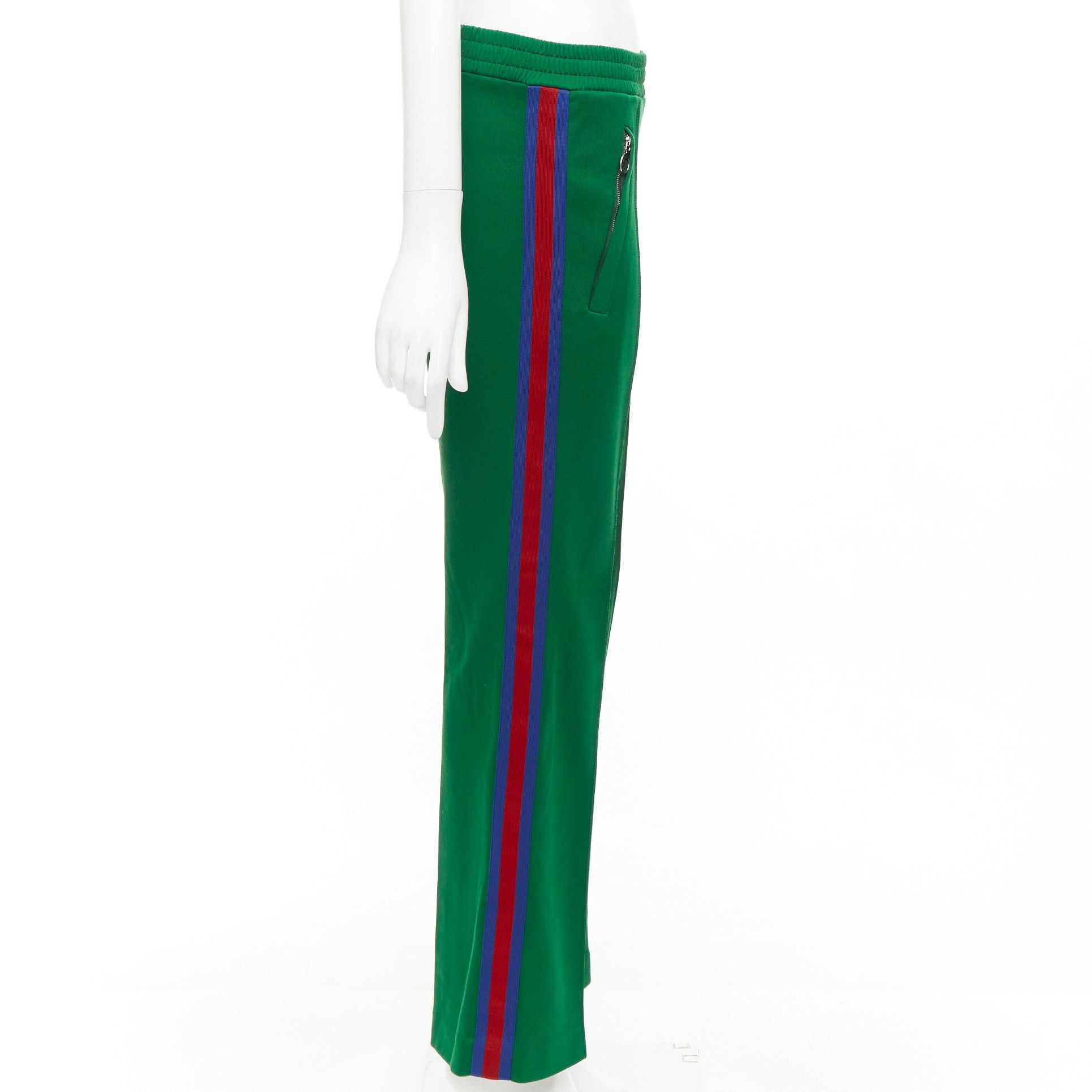 Gucci GUCCI green blue red web trim flared track pants S Size 27" / US 4 / IT 40 - 4 Thumbnail