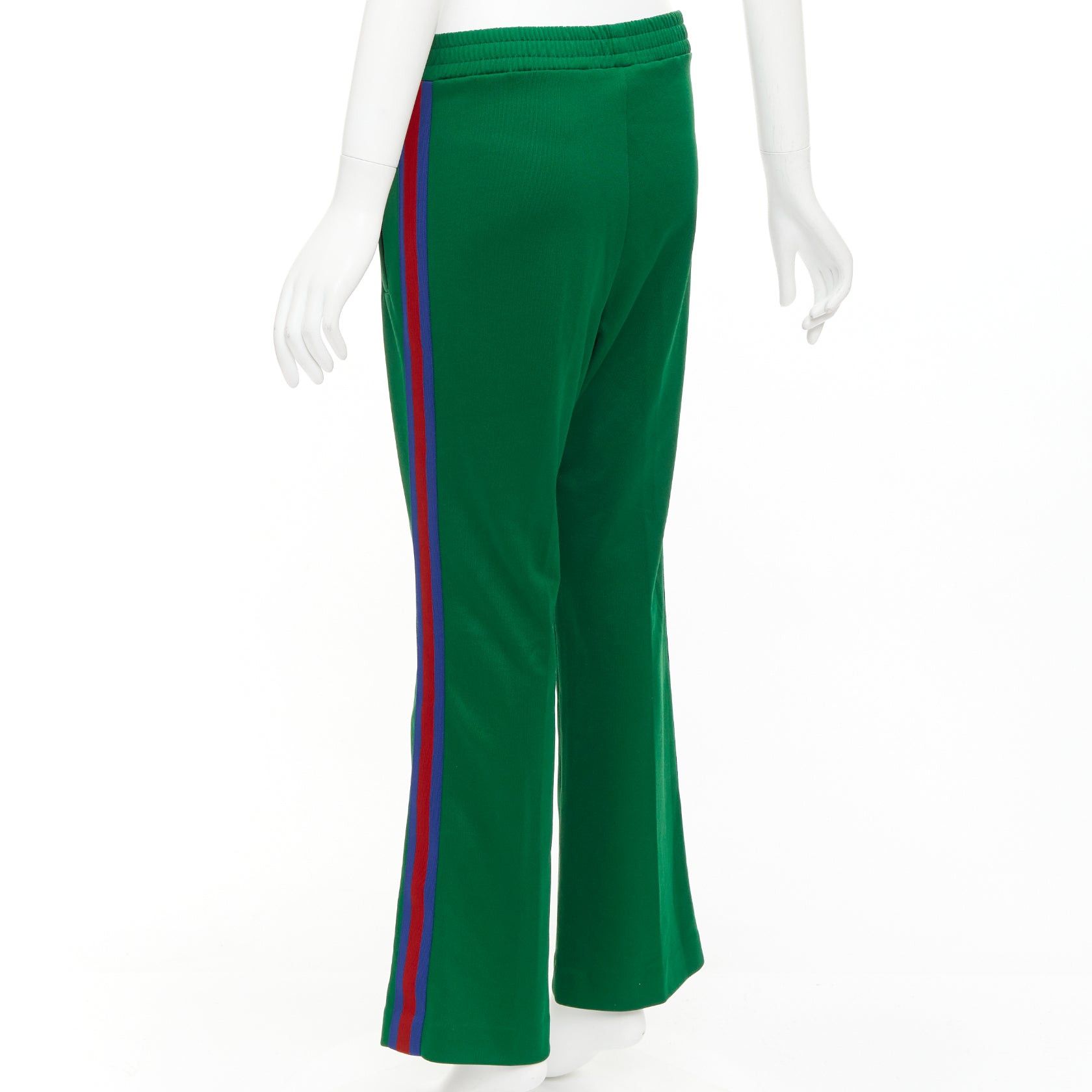 Gucci GUCCI green blue red web trim flared track pants S Size 27" / US 4 / IT 40 - 6 Thumbnail