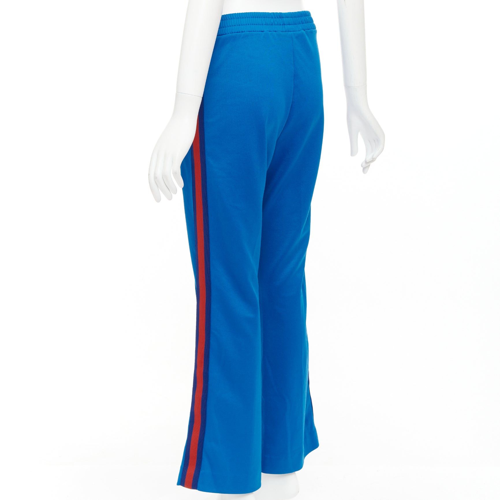 Gucci GUCCI blue red webbing trims flare cropped track pants S Size 27" / US 4 / IT 40 - 6 Thumbnail