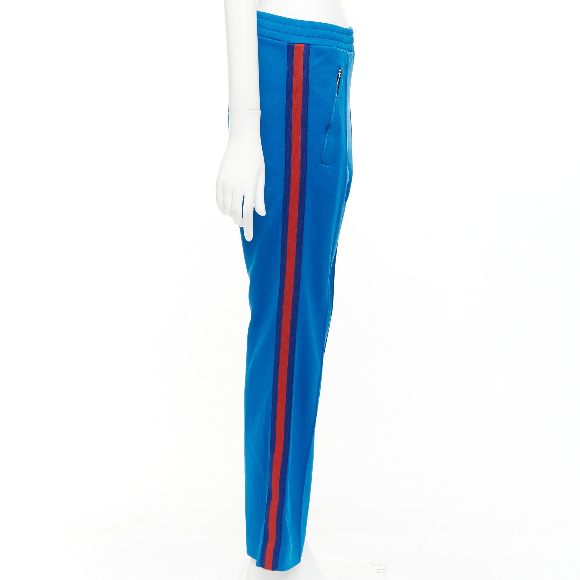 Gucci GUCCI blue red webbing trims flare cropped track pants S Size 27" / US 4 / IT 40 - 4 Thumbnail