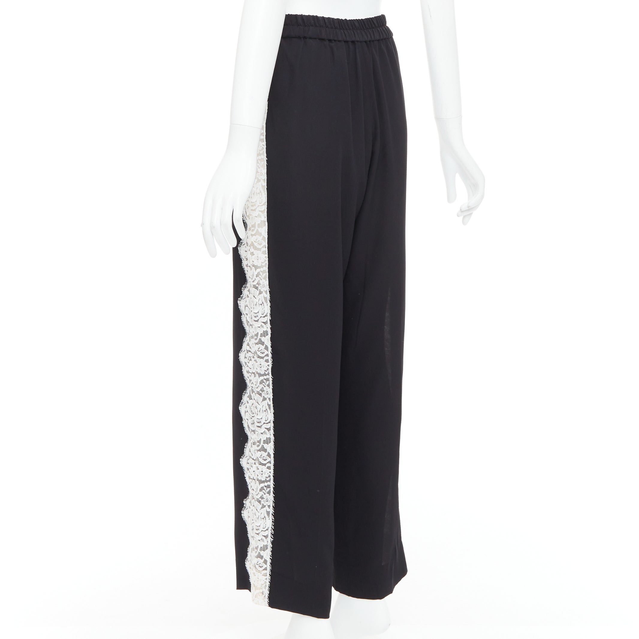 Stella McCartney STELLA MCCARTNEY 2018 100% silk black white lace trim pants IT36 XXS Size 25" / US 0 / IT 36 - 6 Thumbnail