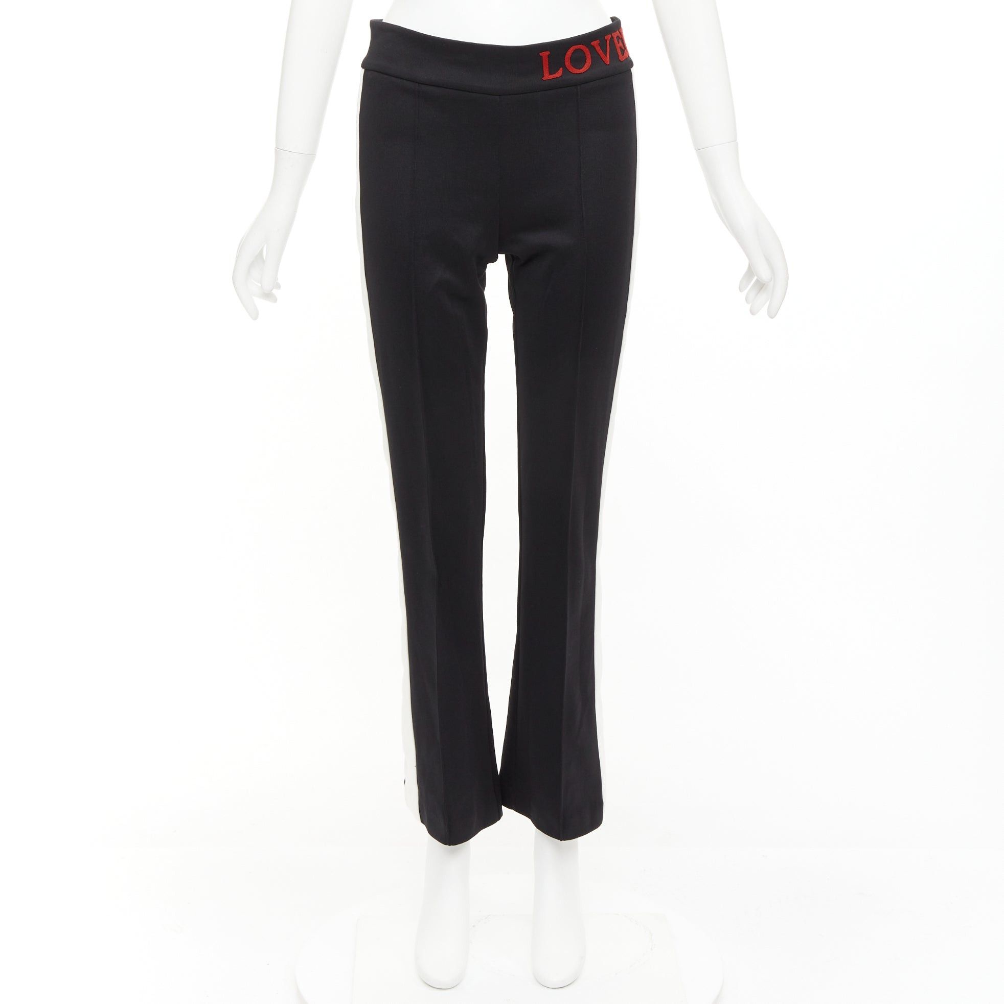 Gucci GUCCI LOVED red embroidered black white cropped flare trousers S Size 27" / US 4 / IT 40 - 9 Thumbnail