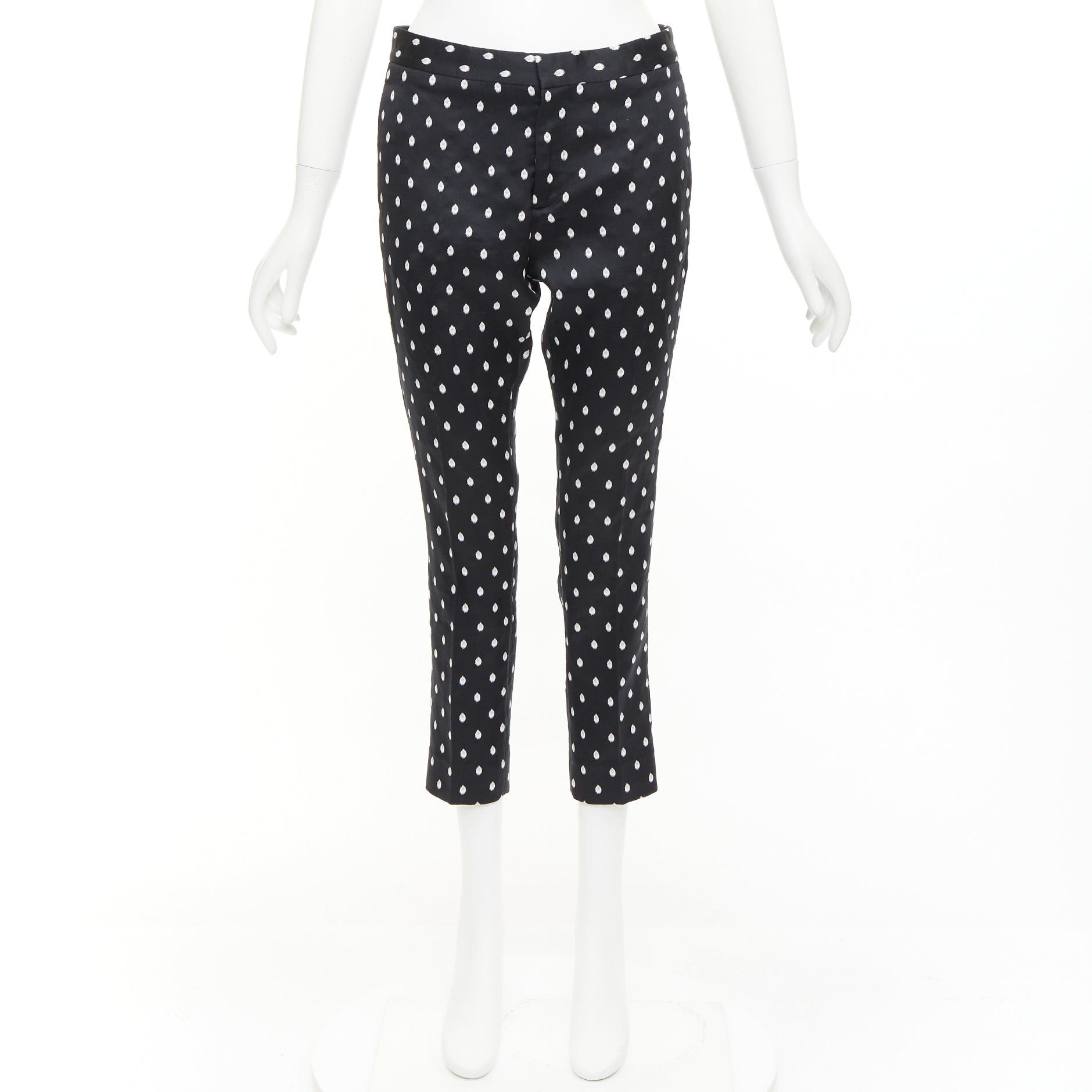 Giambattista Valli GIAMBATTISTA VALLI black white dot brocade tapered crop pants IT40 XS Size 27" / US 4 / IT 40 - 9 Thumbnail