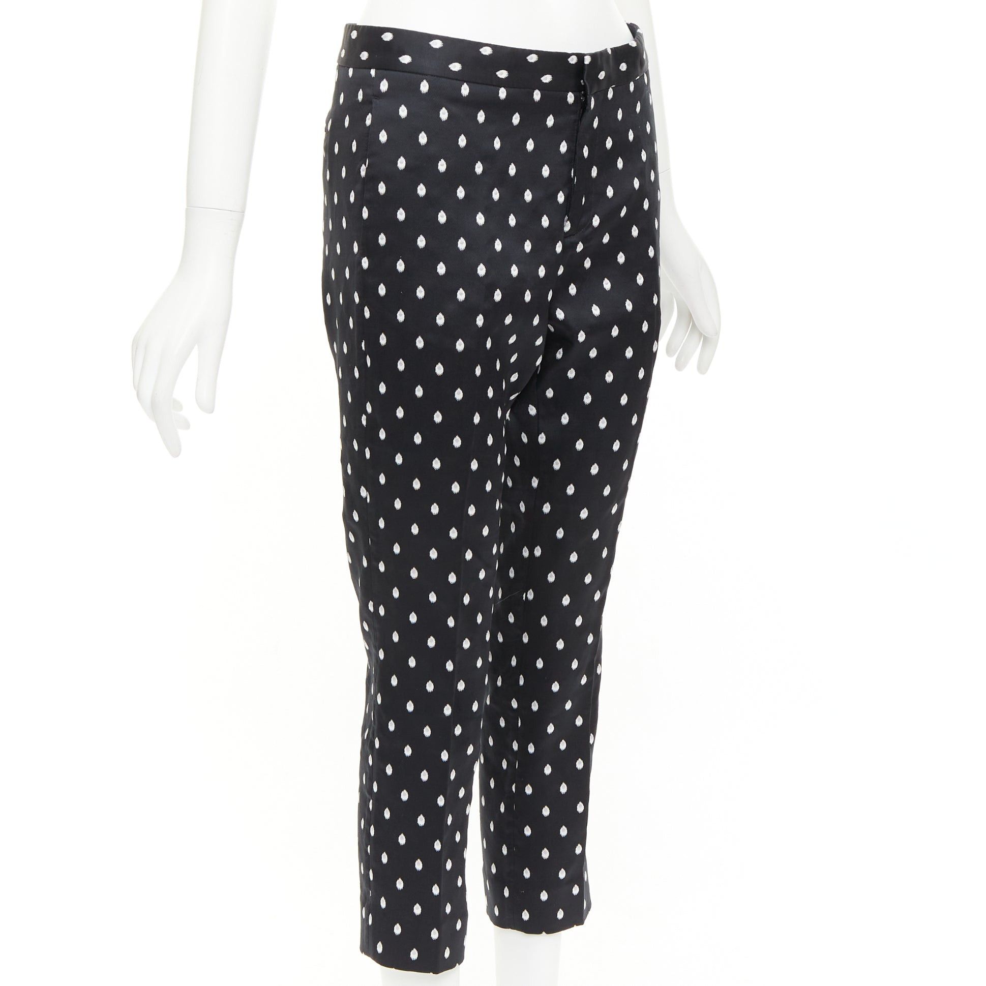 Giambattista Valli GIAMBATTISTA VALLI black white dot brocade tapered crop pants IT40 XS Size 27" / US 4 / IT 40 - 3 Thumbnail