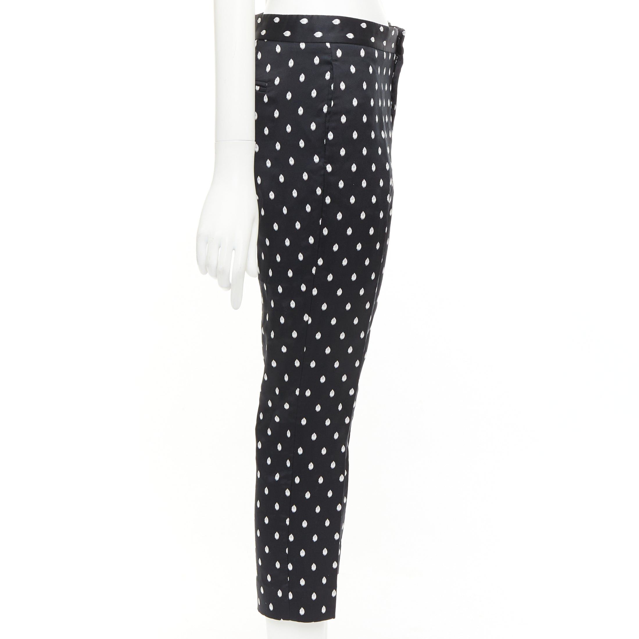 Giambattista Valli GIAMBATTISTA VALLI black white dot brocade tapered crop pants IT40 XS Size 27" / US 4 / IT 40 - 4 Thumbnail