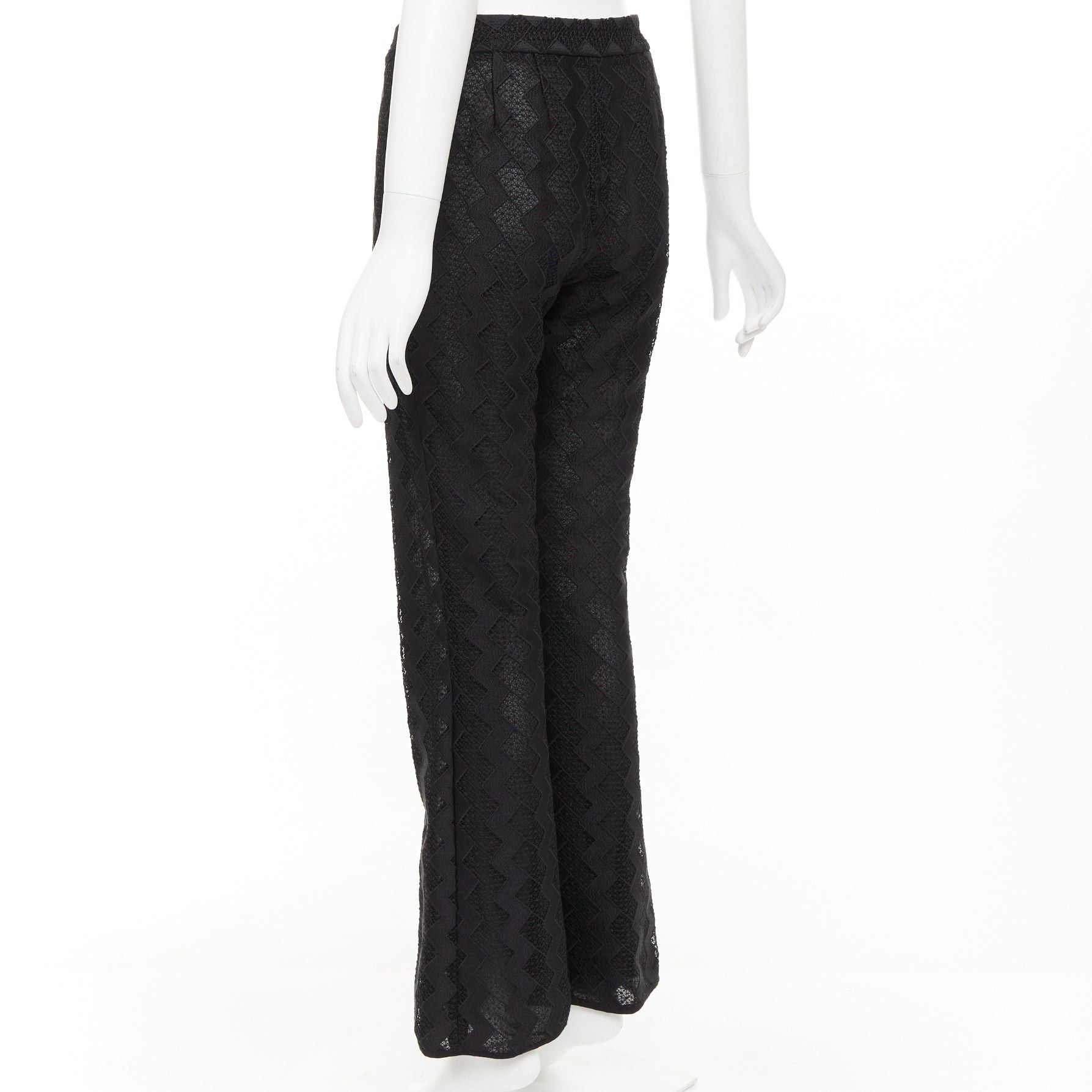 Giambattista Valli GIAMBATTISTA VALLI GIAMBA black zigzag lace lined flare pants IT40 XS Size 27" / US 4 / IT 40 - 6 Thumbnail