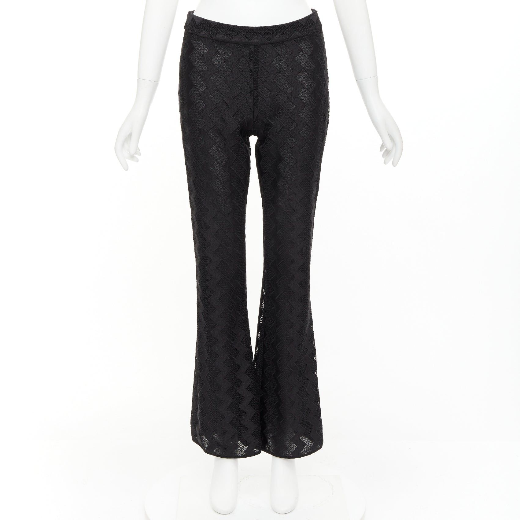 Giambattista Valli GIAMBATTISTA VALLI GIAMBA black zigzag lace lined flare pants IT40 XS Size 27" / US 4 / IT 40 - 9 Thumbnail