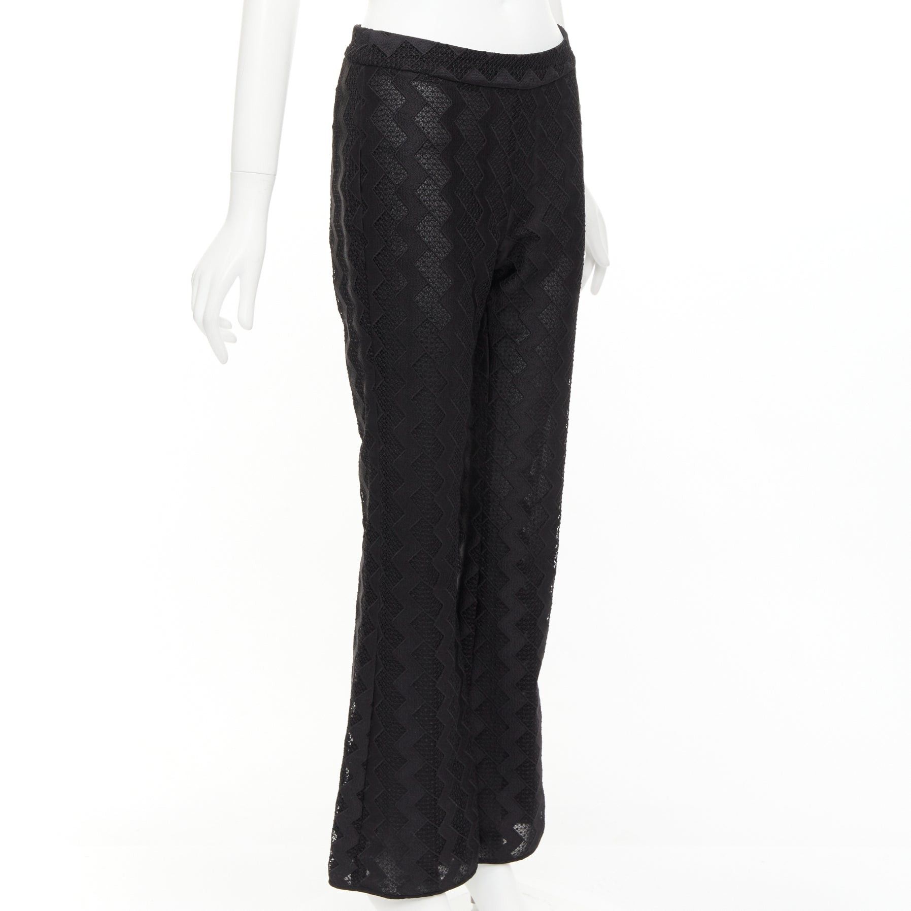 Giambattista Valli GIAMBATTISTA VALLI GIAMBA black zigzag lace lined flare pants IT40 XS Size 27" / US 4 / IT 40 - 3 Thumbnail