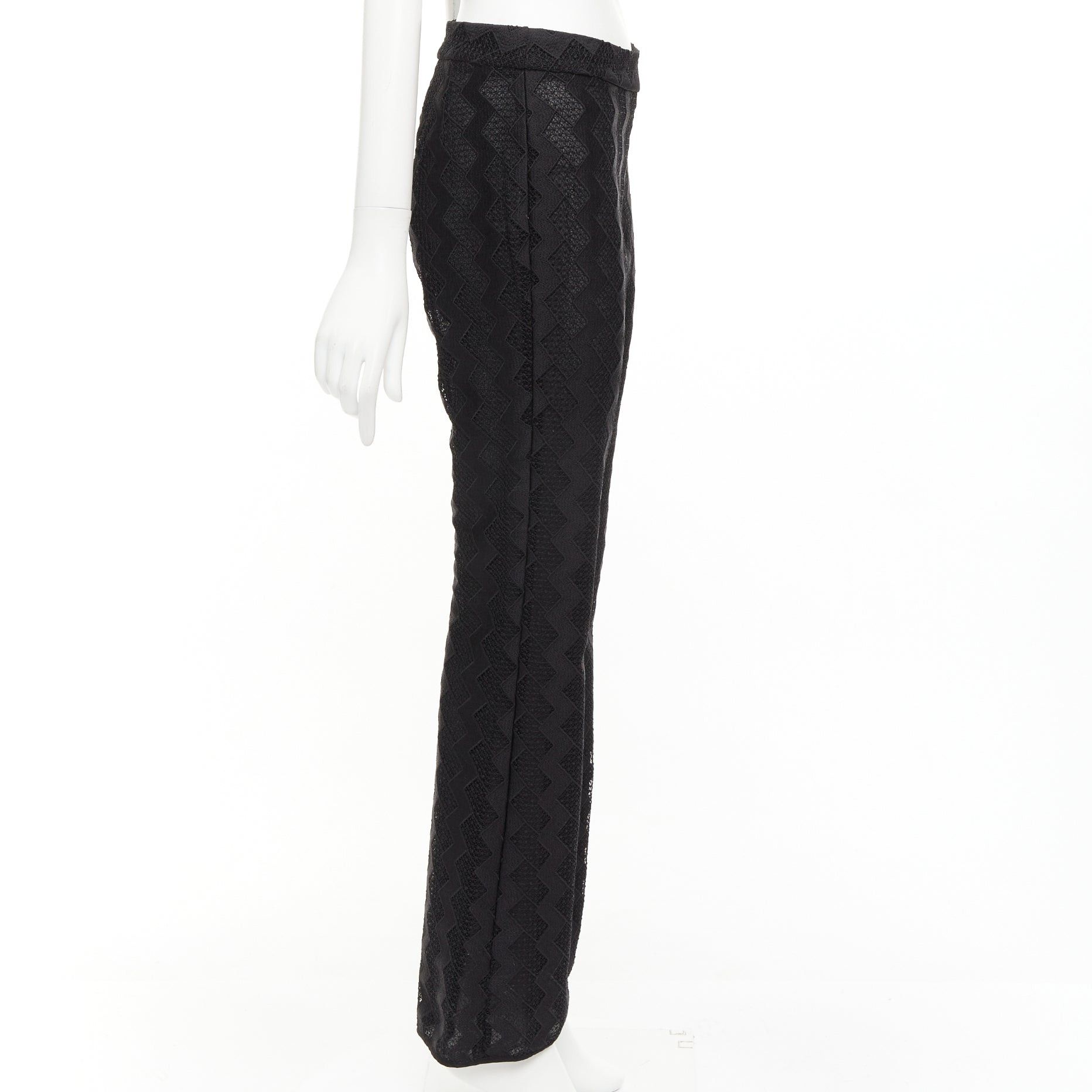 Giambattista Valli GIAMBATTISTA VALLI GIAMBA black zigzag lace lined flare pants IT40 XS Size 27" / US 4 / IT 40 - 4 Thumbnail