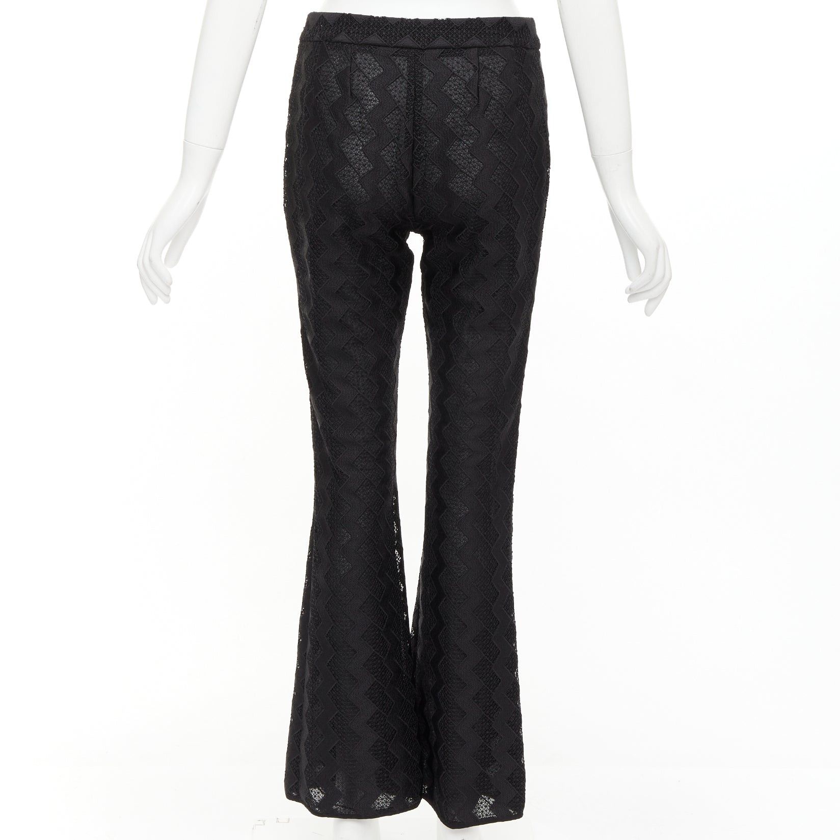 Giambattista Valli GIAMBATTISTA VALLI GIAMBA black zigzag lace lined flare pants IT40 XS Size 27" / US 4 / IT 40 - 5 Thumbnail