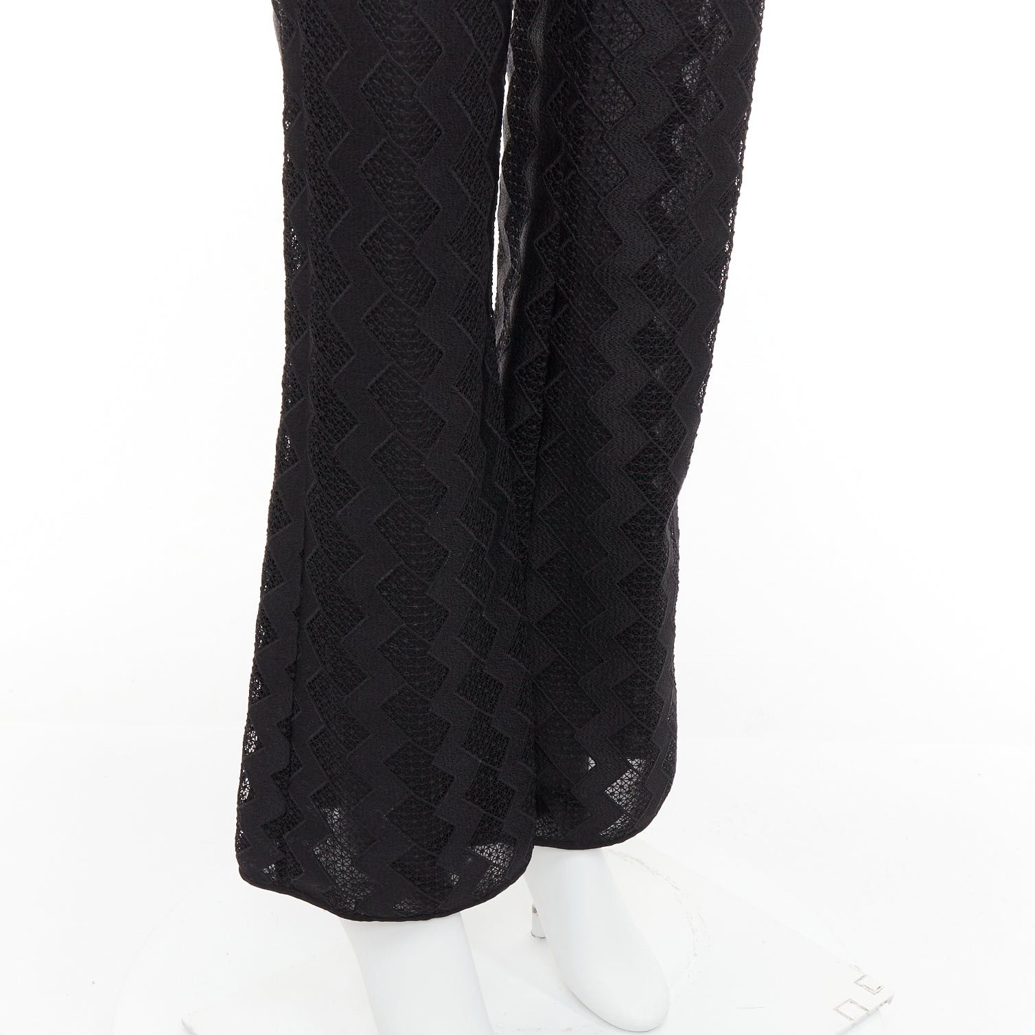Giambattista Valli GIAMBATTISTA VALLI GIAMBA black zigzag lace lined flare pants IT40 XS Size 27" / US 4 / IT 40 - 7 Thumbnail