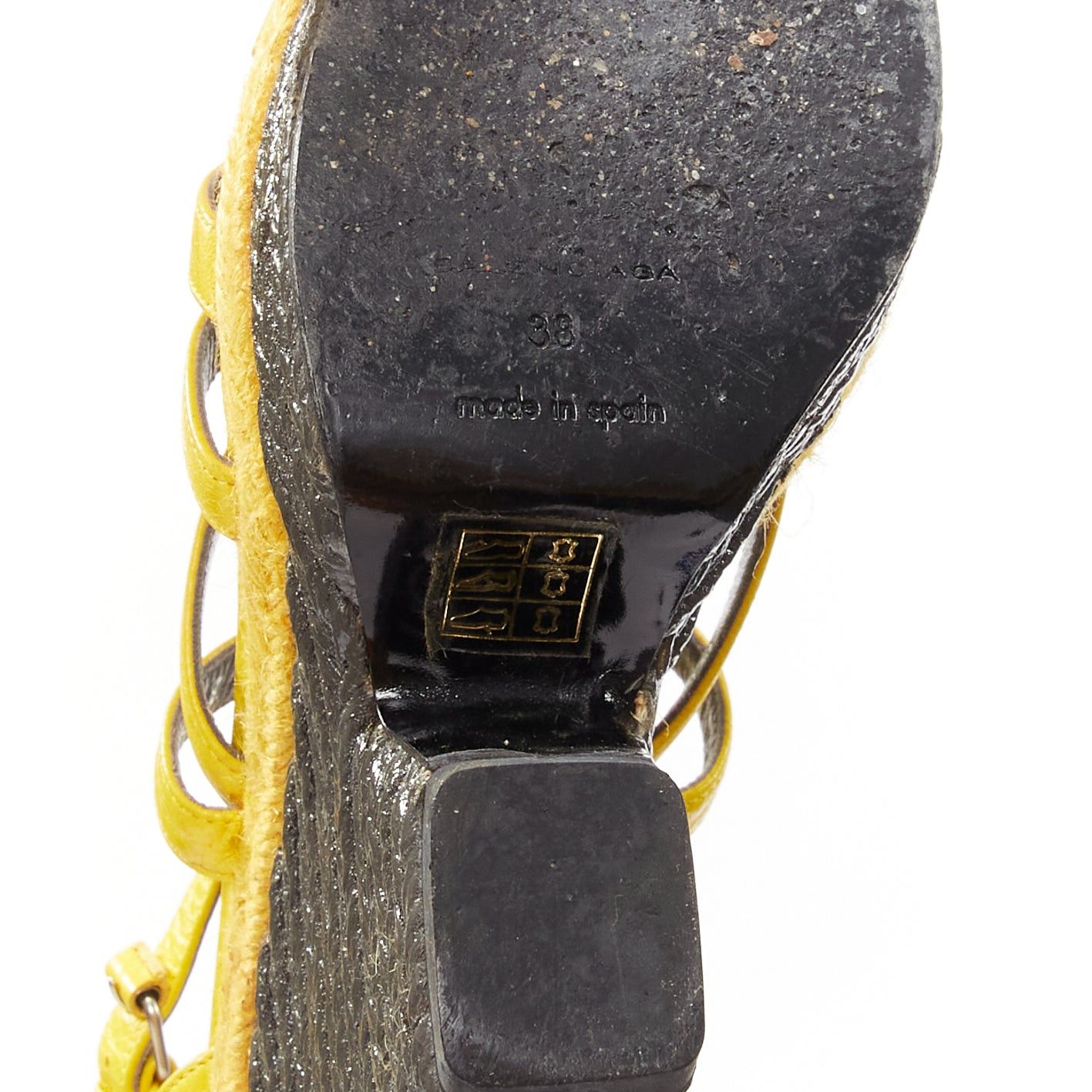 Balenciaga BALENCIAGA Vintage Arena yellow studded grey espadrille wedge heel EU38 Size US 8 / IT 38 - 10 Thumbnail