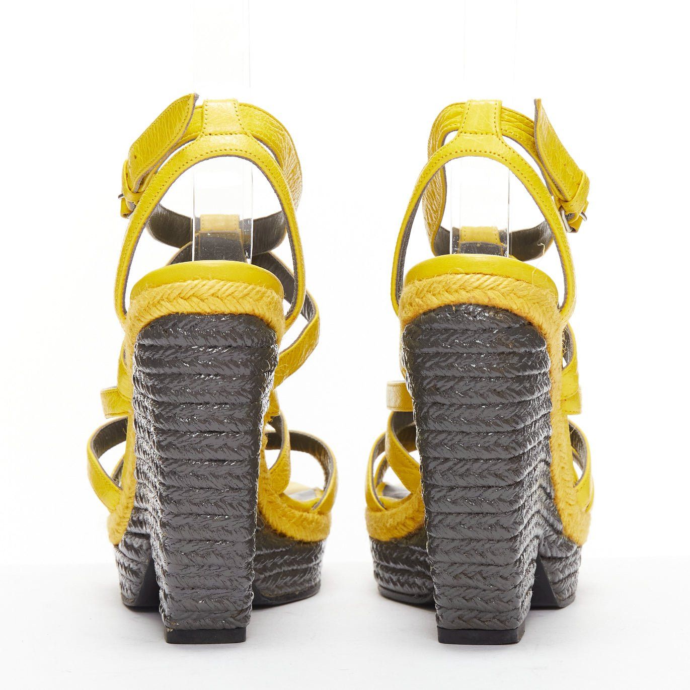 Balenciaga BALENCIAGA Vintage Arena yellow studded grey espadrille wedge heel EU38 Size US 8 / IT 38 - 5 Thumbnail
