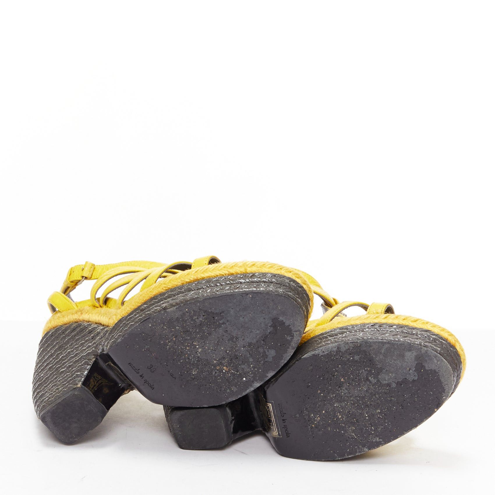 Balenciaga BALENCIAGA Vintage Arena yellow studded grey espadrille wedge heel EU38 Size US 8 / IT 38 - 11 Thumbnail
