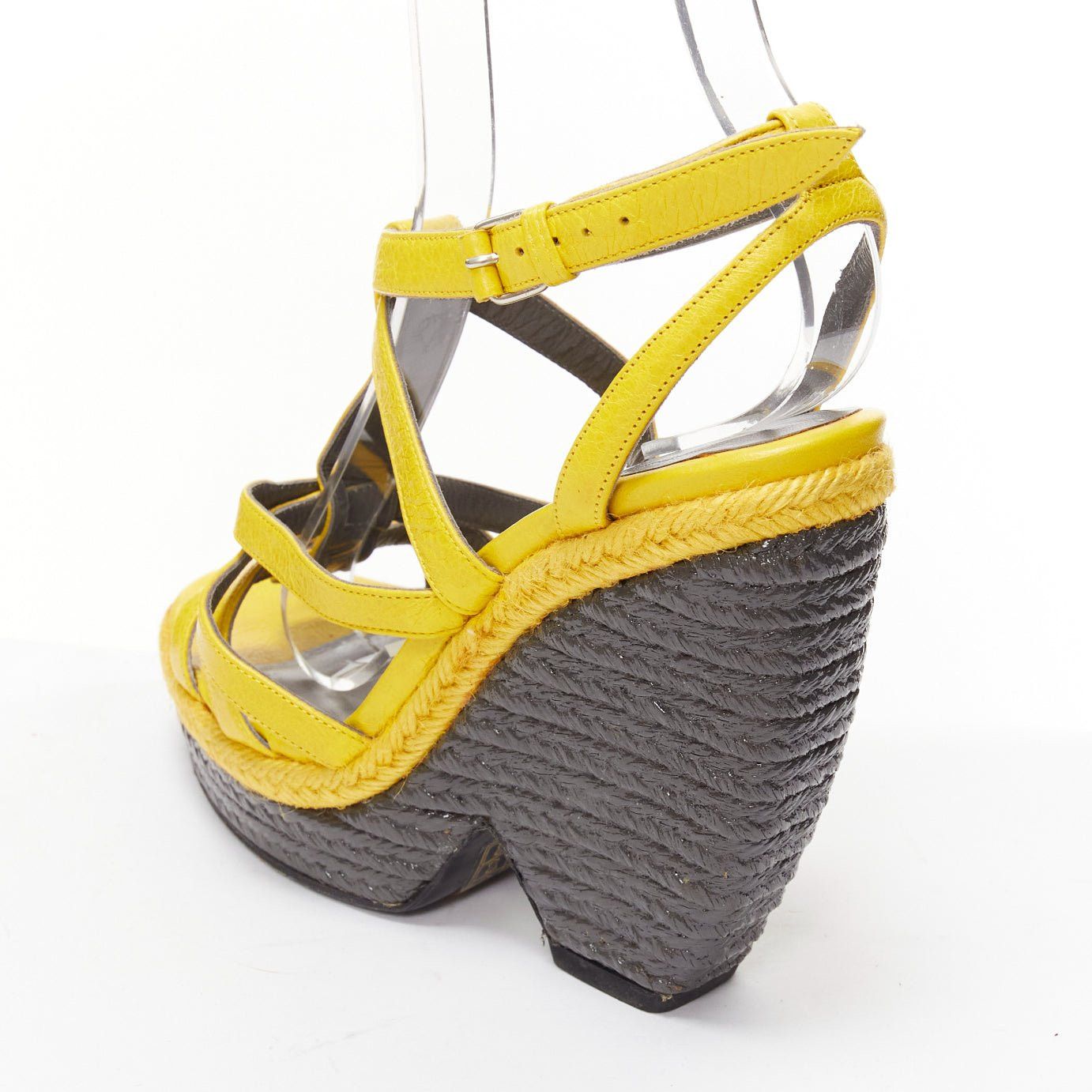 Balenciaga BALENCIAGA Vintage Arena yellow studded grey espadrille wedge heel EU38 Size US 8 / IT 38 - 8 Thumbnail