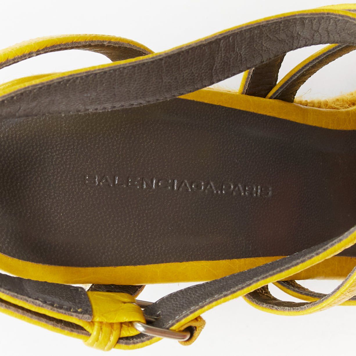 Balenciaga BALENCIAGA Vintage Arena yellow studded grey espadrille wedge heel EU38 Size US 8 / IT 38 - 9 Thumbnail
