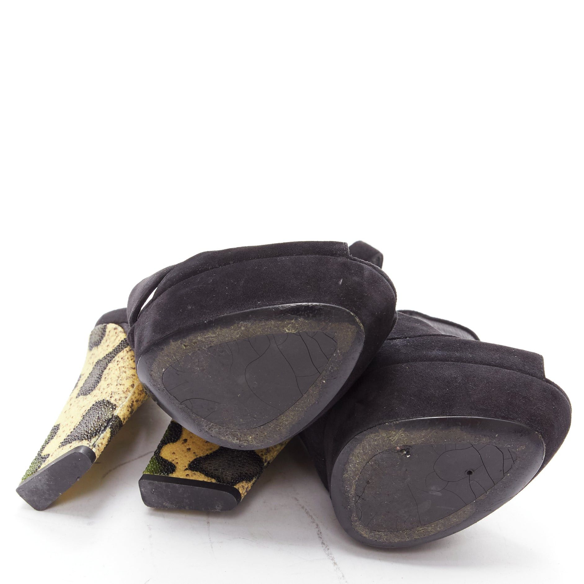 Dior CHRISTIAN DIOR Vintage yellow scaled leather black suede platforms EU38 Size US 8 / IT 38 - 11 Thumbnail