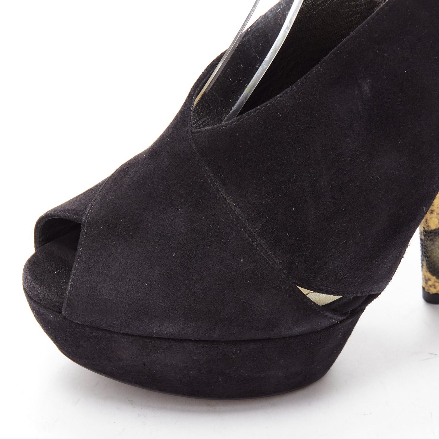 Dior CHRISTIAN DIOR Vintage yellow scaled leather black suede platforms EU38 Size US 8 / IT 38 - 7 Thumbnail