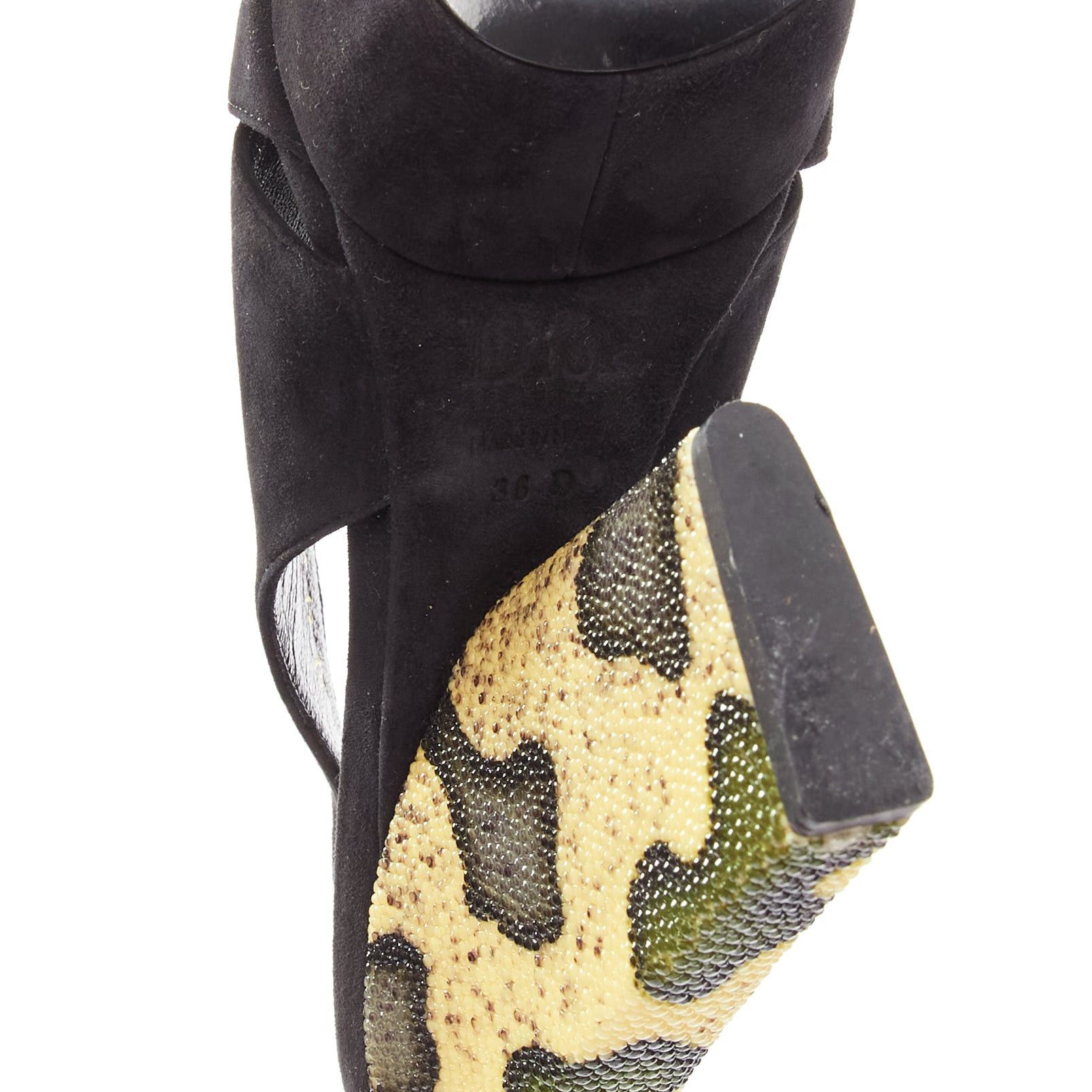 Dior CHRISTIAN DIOR Vintage yellow scaled leather black suede platforms EU38 Size US 8 / IT 38 - 10 Thumbnail