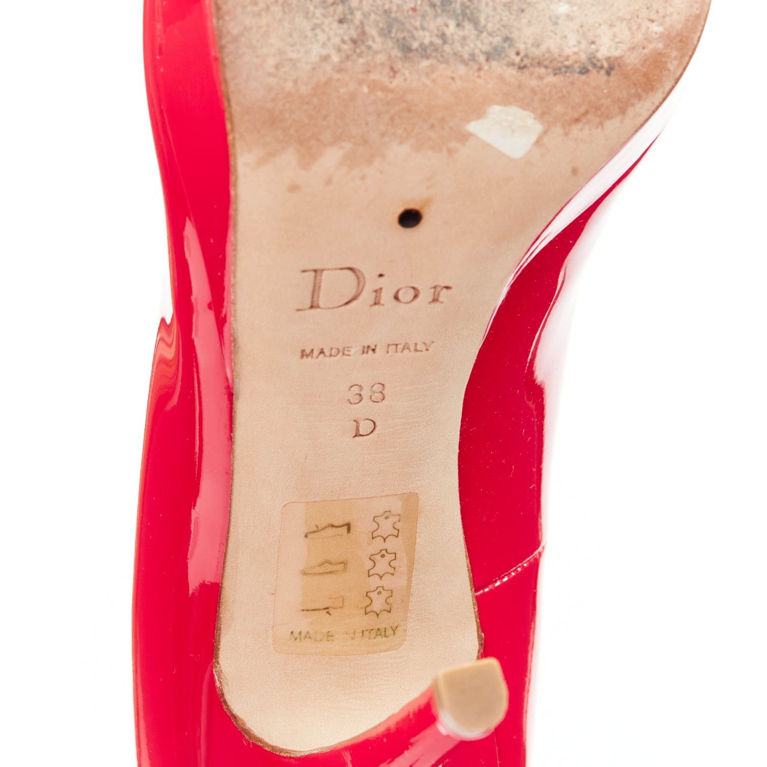 Dior CHRISTIAN DIOR neon pink patent leather peep toe platform pumps EU38 Size US 8 / IT 38 - 9 Thumbnail