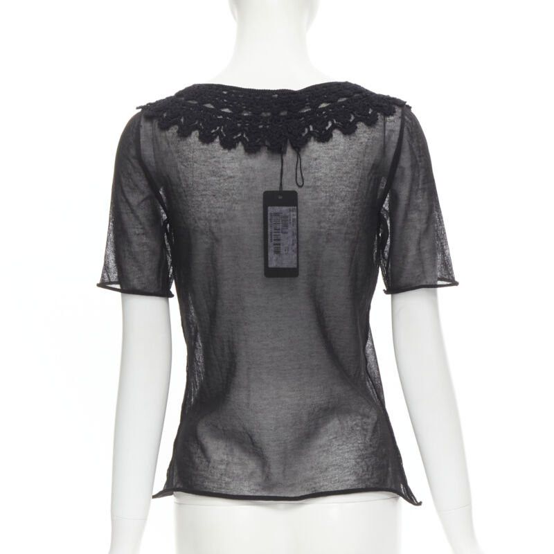 Dolce & Gabbana new DOLCE GABBANA crochet lace sheer rolled edges fine knit cotton top IT40 S Size S / US 4 / IT 40 - 6 Thumbnail