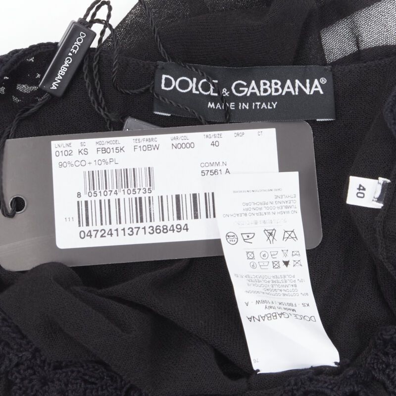 Dolce & Gabbana new DOLCE GABBANA crochet lace sheer rolled edges fine knit cotton top IT40 S Size S / US 4 / IT 40 - 9 Thumbnail