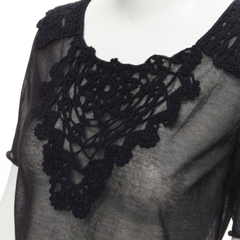 Dolce & Gabbana new DOLCE GABBANA crochet lace sheer rolled edges fine knit cotton top IT40 S Size S / US 4 / IT 40 - 2 Thumbnail