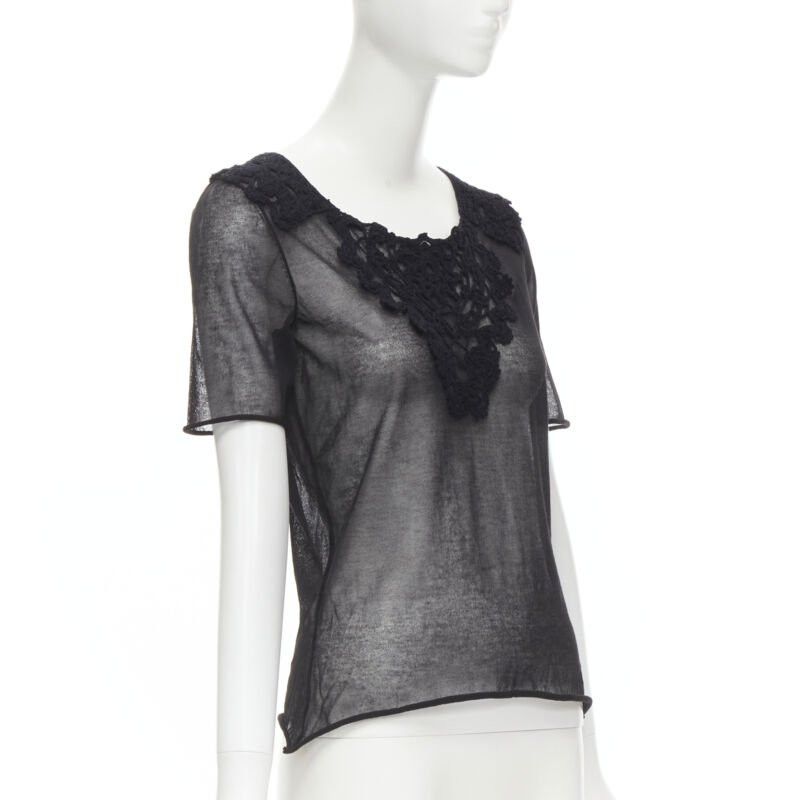 Dolce & Gabbana new DOLCE GABBANA crochet lace sheer rolled edges fine knit cotton top IT40 S Size S / US 4 / IT 40 - 3 Thumbnail