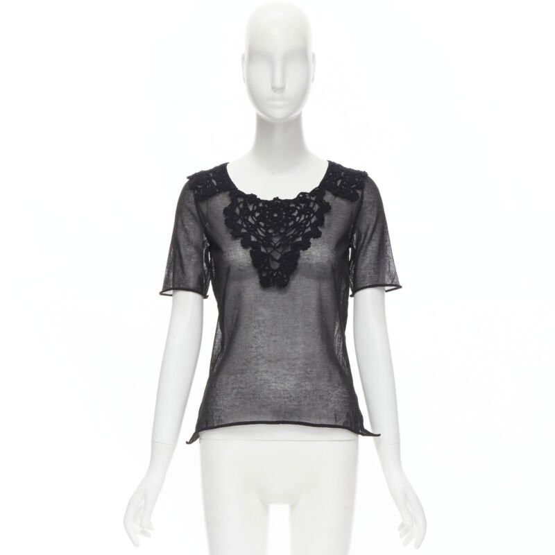Dolce & Gabbana new DOLCE GABBANA crochet lace sheer rolled edges fine knit cotton top IT40 S Size S / US 4 / IT 40 - 10 Thumbnail