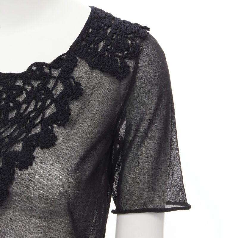 Dolce & Gabbana new DOLCE GABBANA crochet lace sheer rolled edges fine knit cotton top IT40 S Size S / US 4 / IT 40 - 7 Thumbnail