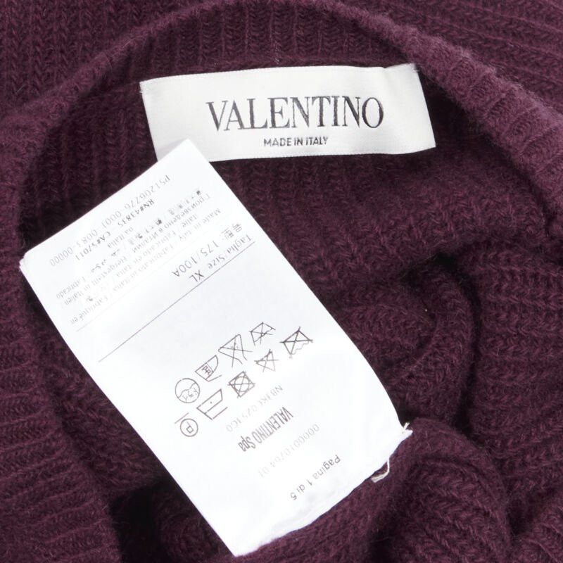 Valentino VALENTINO burgundy red virgin wool cashmere black lace applique sweater XL Size XL / US 12-14 / IT 48-50 - 9 Thumbnail