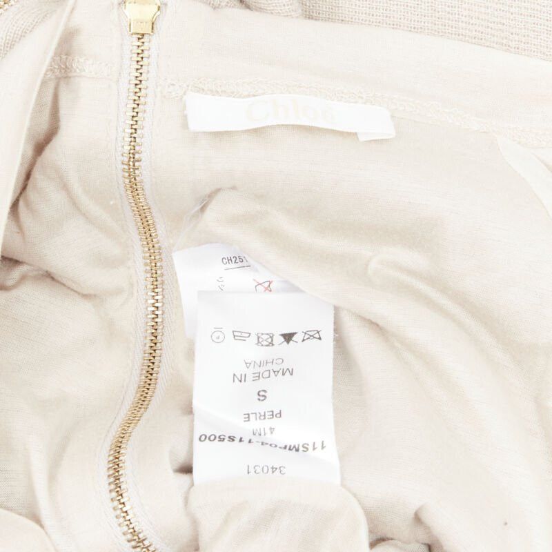 Chloe CHLOE Perle beige cashmere silk gold zip back short sleeve sweater S Size S / US 4 / IT 40 - 9 Thumbnail