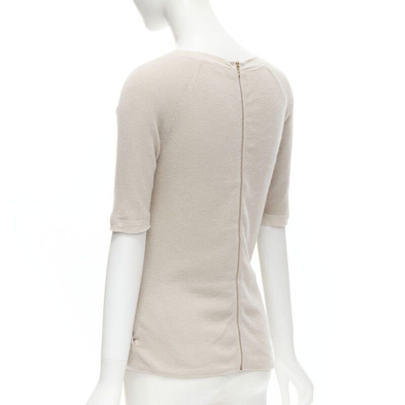 Chloe CHLOE Perle beige cashmere silk gold zip back short sleeve sweater S Size S / US 4 / IT 40 - 6 Thumbnail