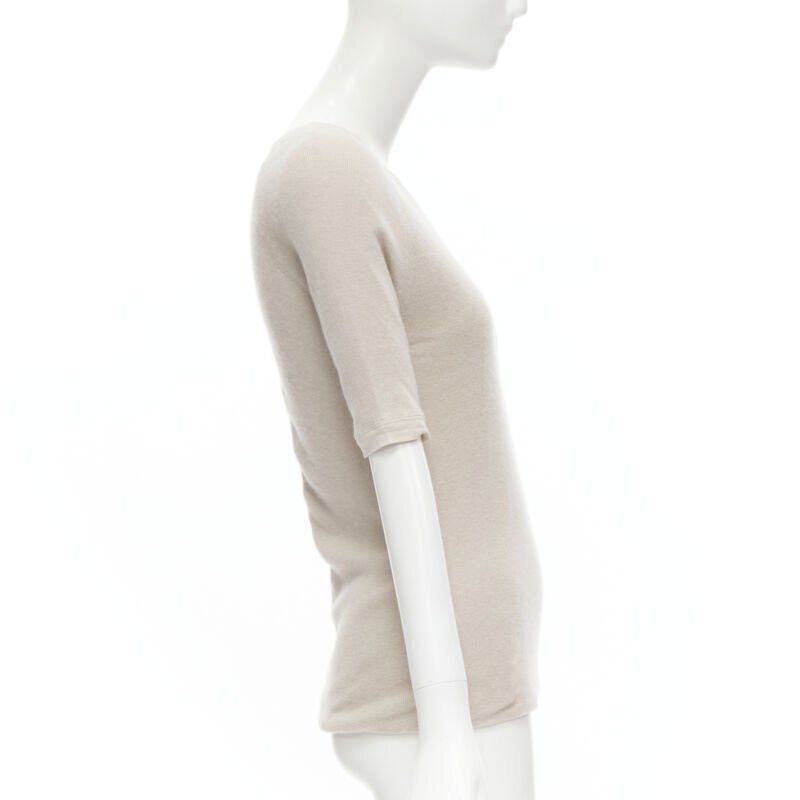 Chloe CHLOE Perle beige cashmere silk gold zip back short sleeve sweater S Size S / US 4 / IT 40 - 4 Thumbnail
