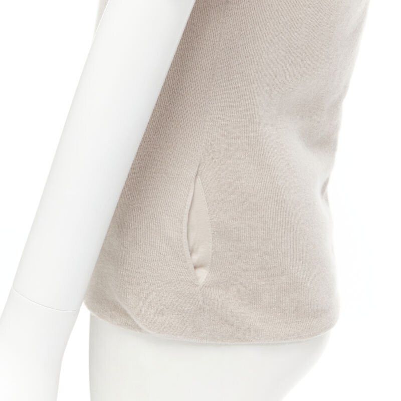 Chloe CHLOE Perle beige cashmere silk gold zip back short sleeve sweater S Size S / US 4 / IT 40 - 2 Thumbnail