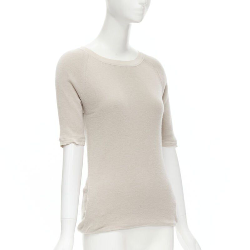 Chloe CHLOE Perle beige cashmere silk gold zip back short sleeve sweater S Size S / US 4 / IT 40 - 3 Thumbnail