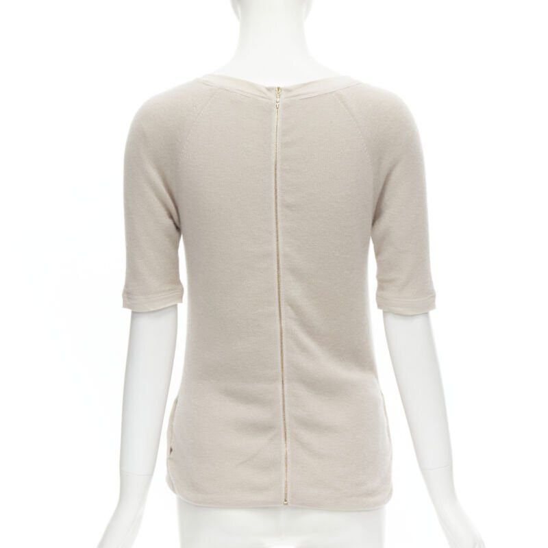 Chloe CHLOE Perle beige cashmere silk gold zip back short sleeve sweater S Size S / US 4 / IT 40 - 5 Thumbnail